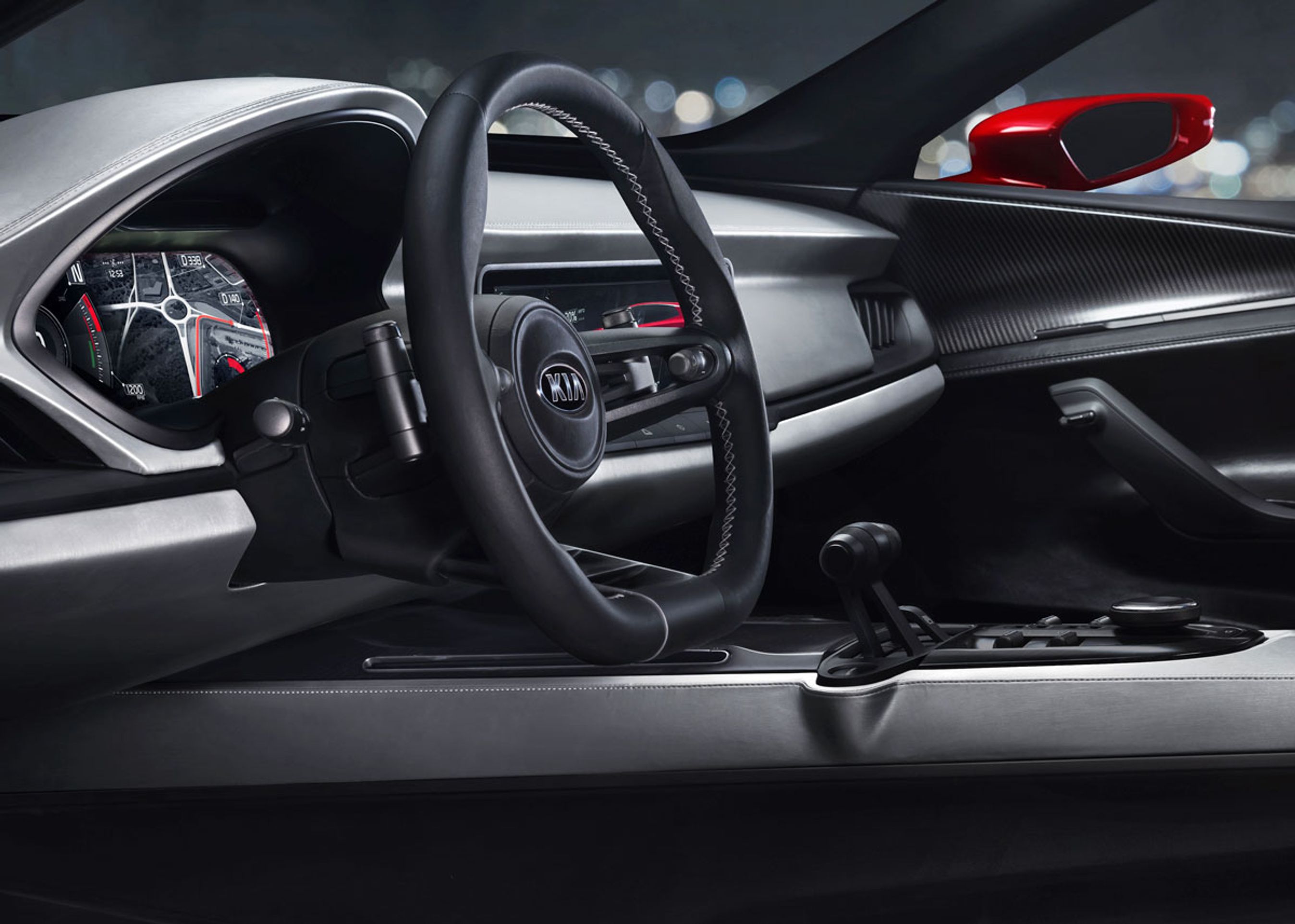 Billedet af kabinen afslører ikke alverden. Men det ses, at konceptudgaven har en stor skærm som det primære instrument.