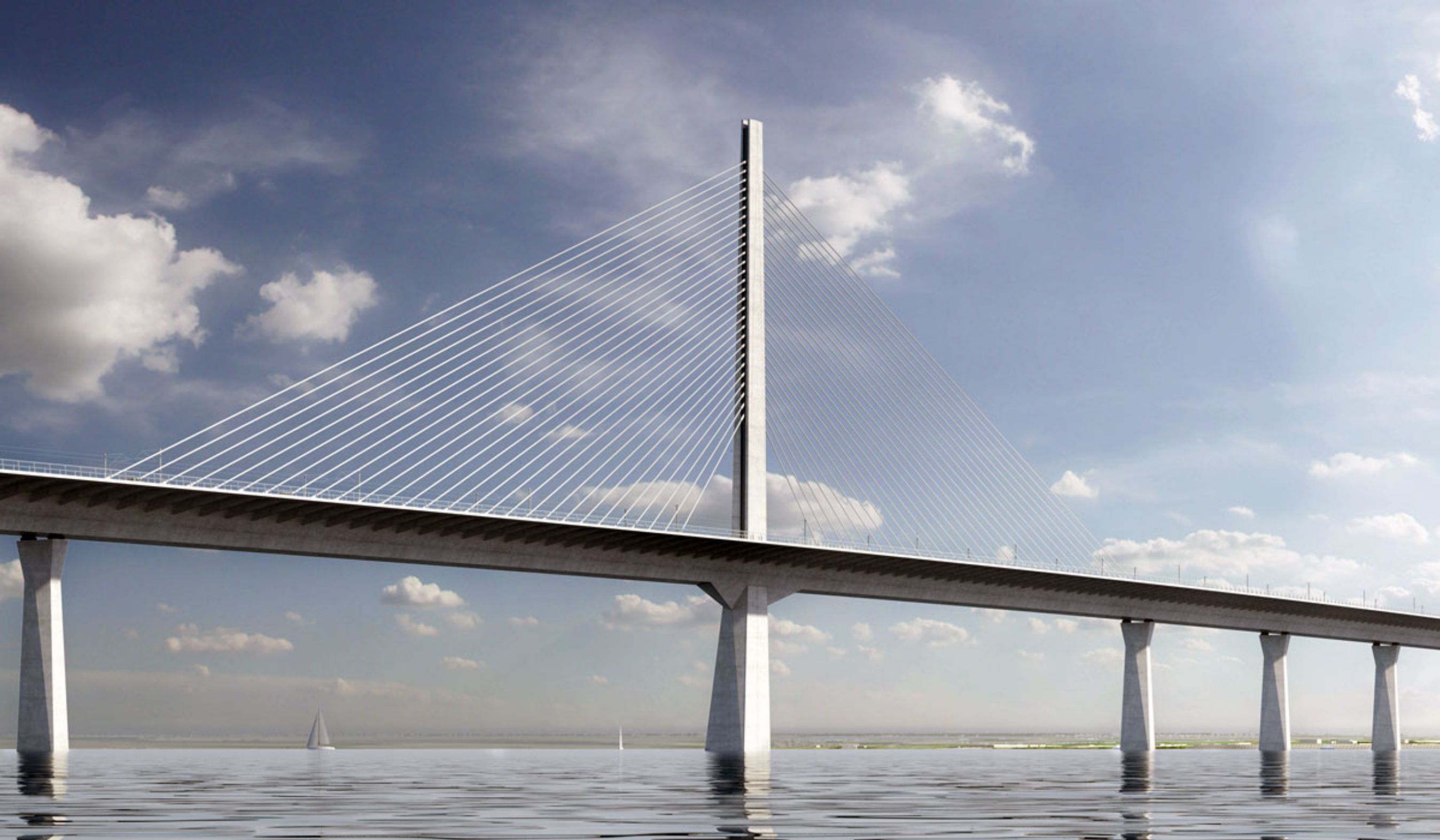 Omtrent sådan kommer Storstrømsbroen til at se ud. Illustration: Vejdirektoratet