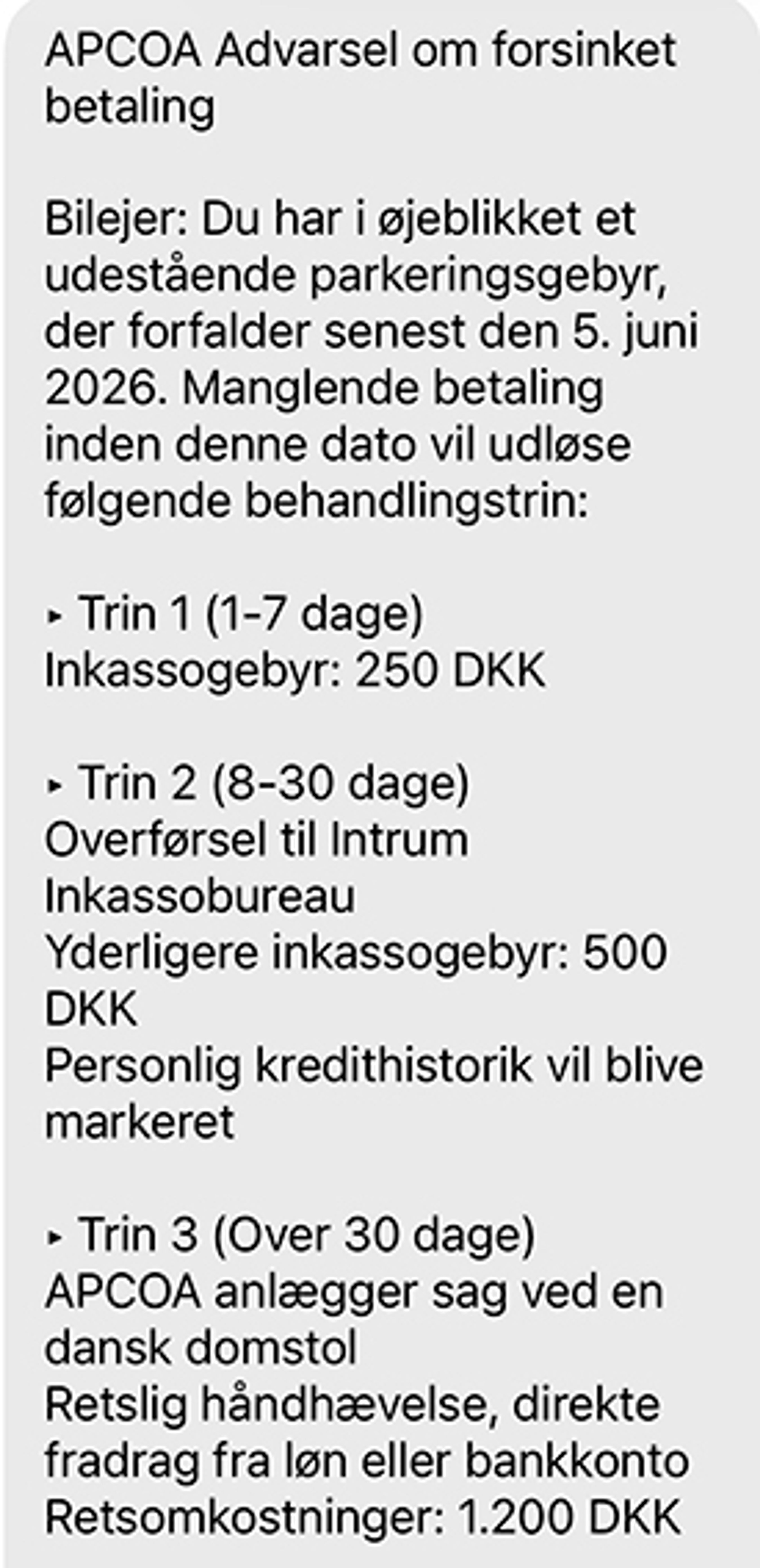 Falsk sms fra p-selskab