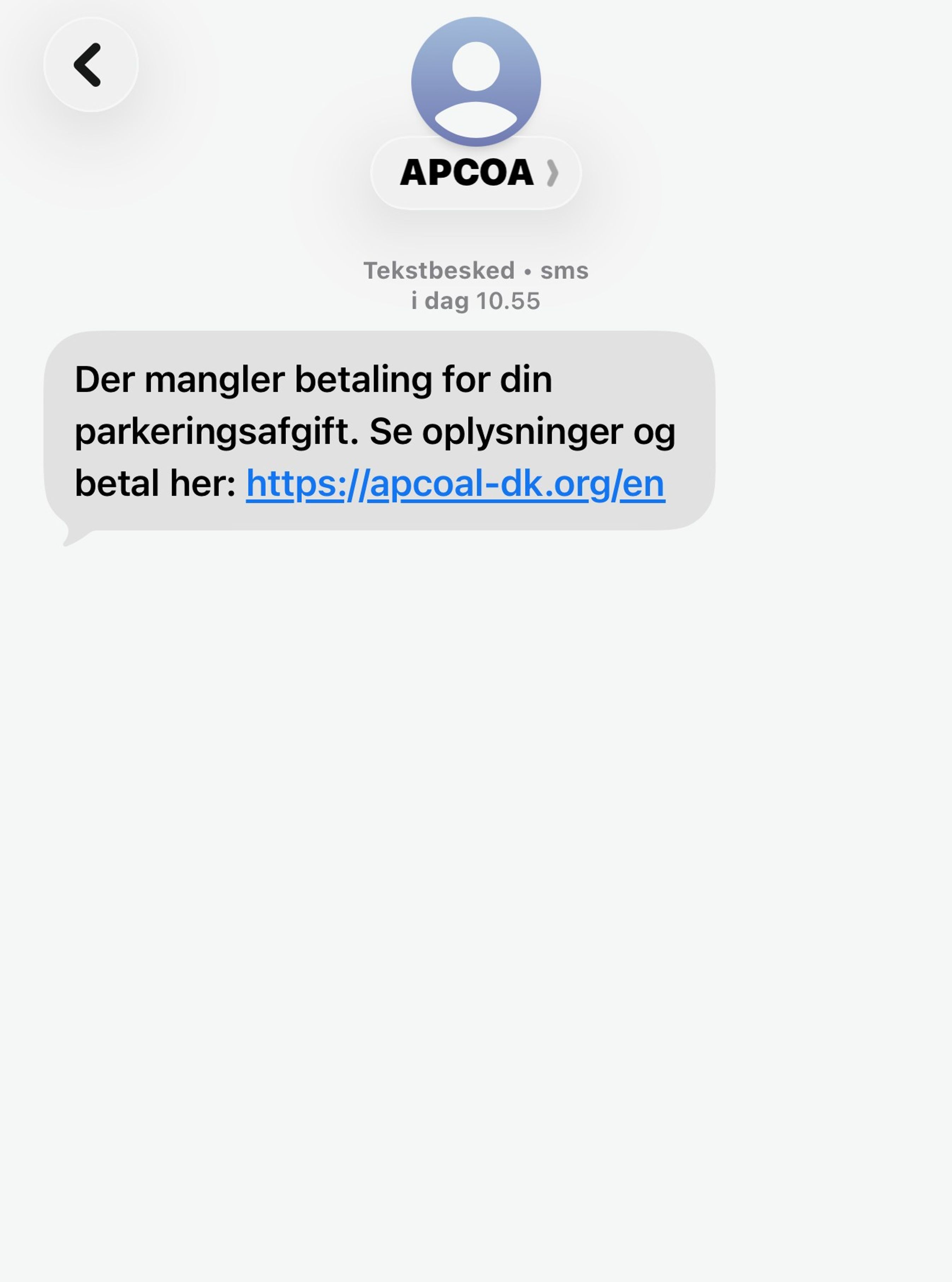 Falsk SMS-besked fra p-selskabet Apcoa
