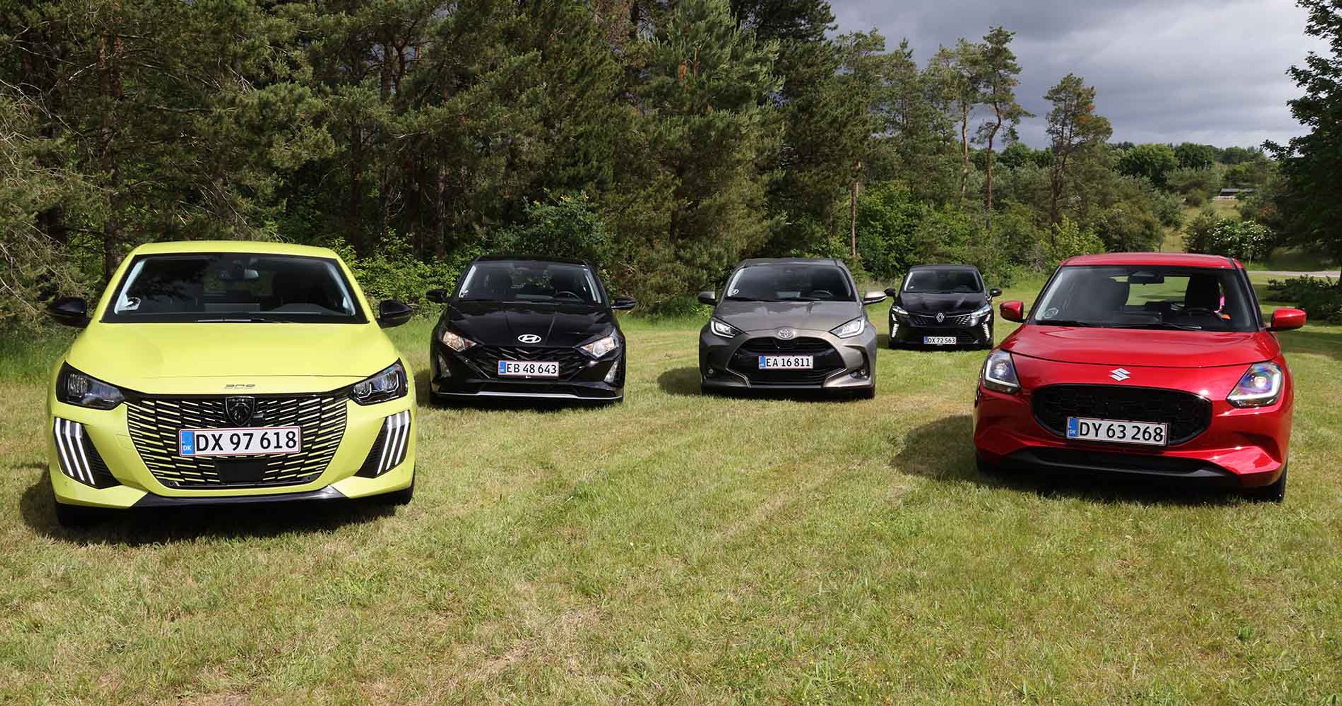 Fem minibiler i gruppetest