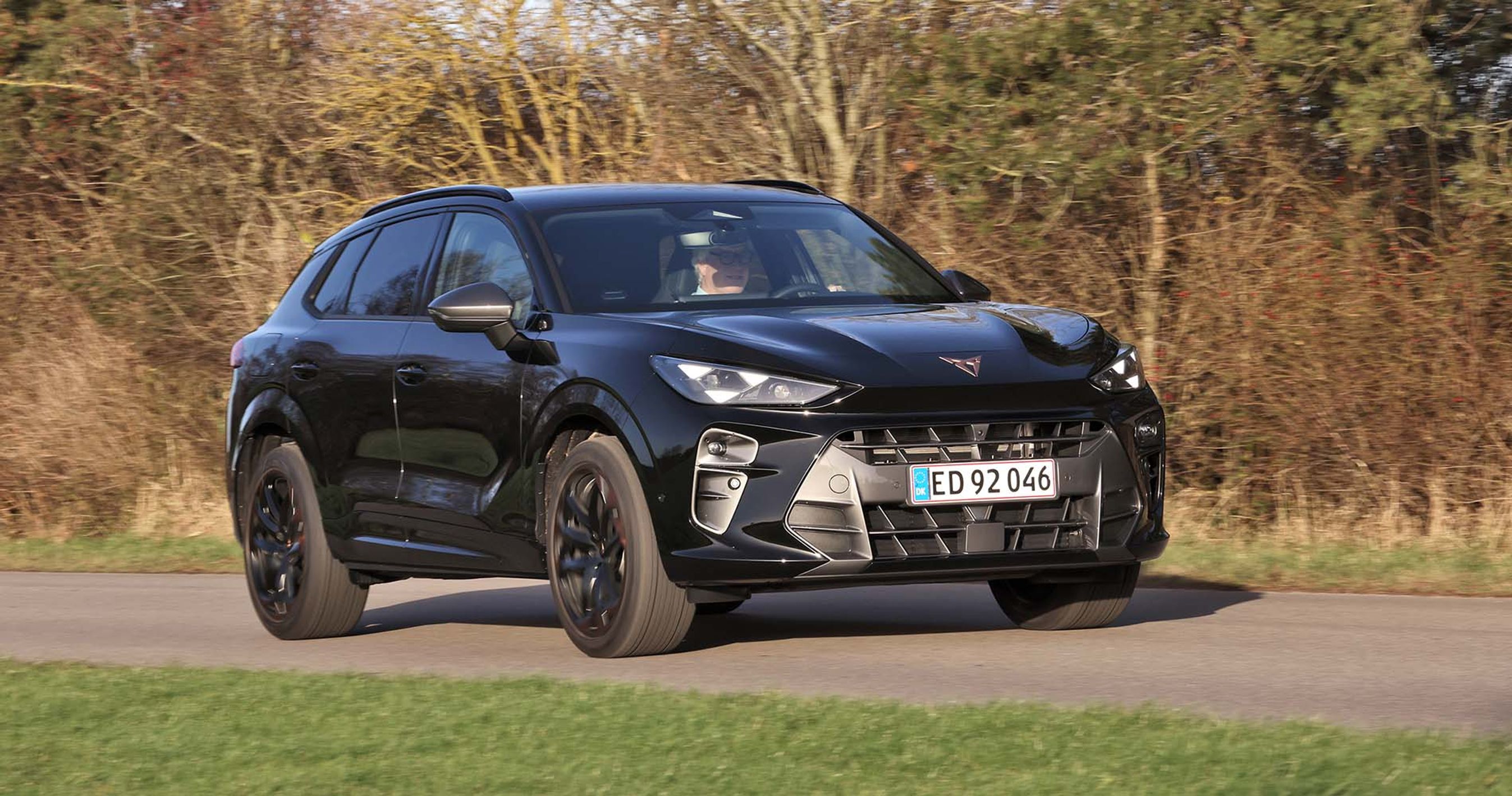 SUV'en Cupra Terramar kører på landevej med træer i baggrunden