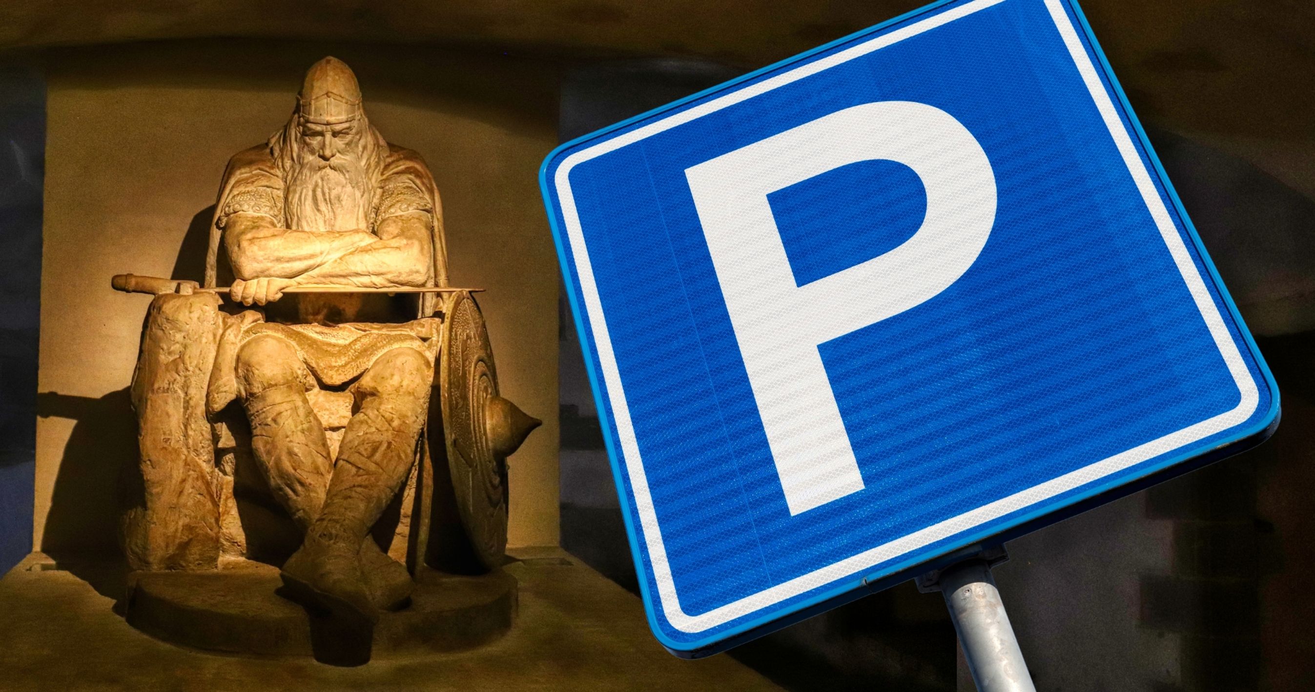 Billede af Holger Danske og P-skilt