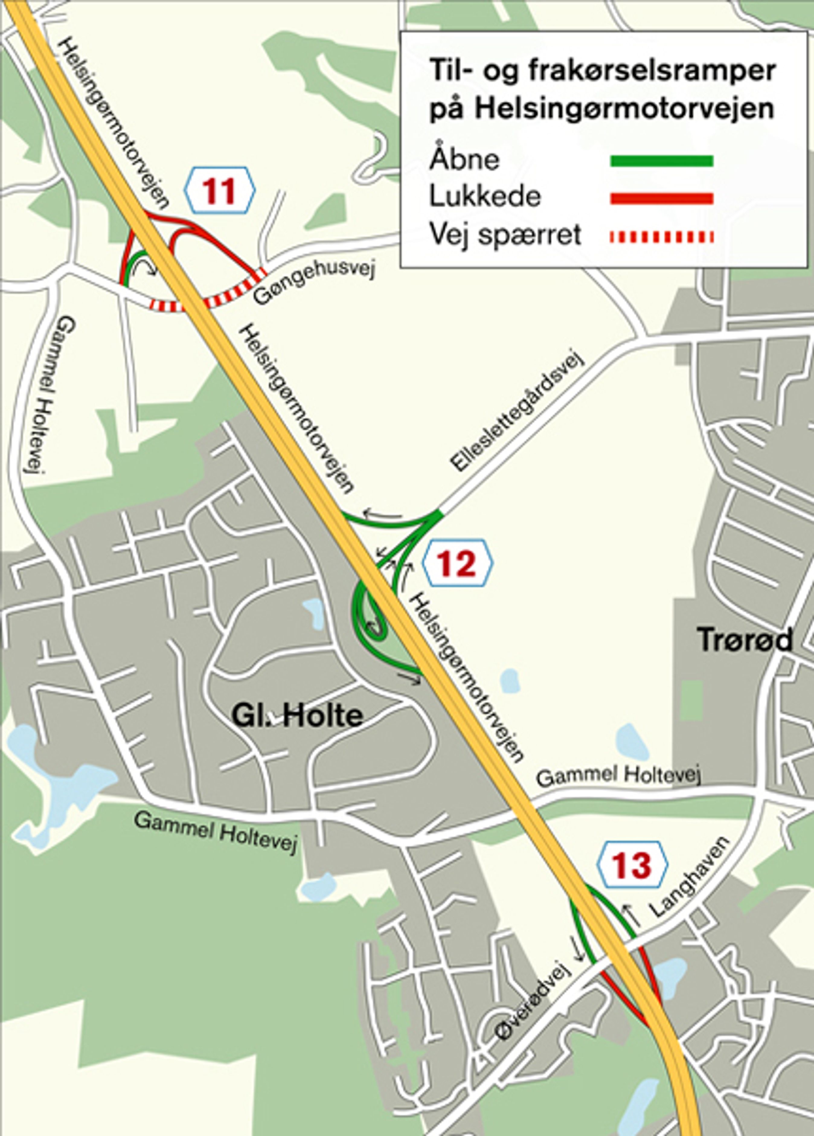 Nogle til- og frakørsler åbner nu, mens andre lukkes midlertidigt eller permanent.