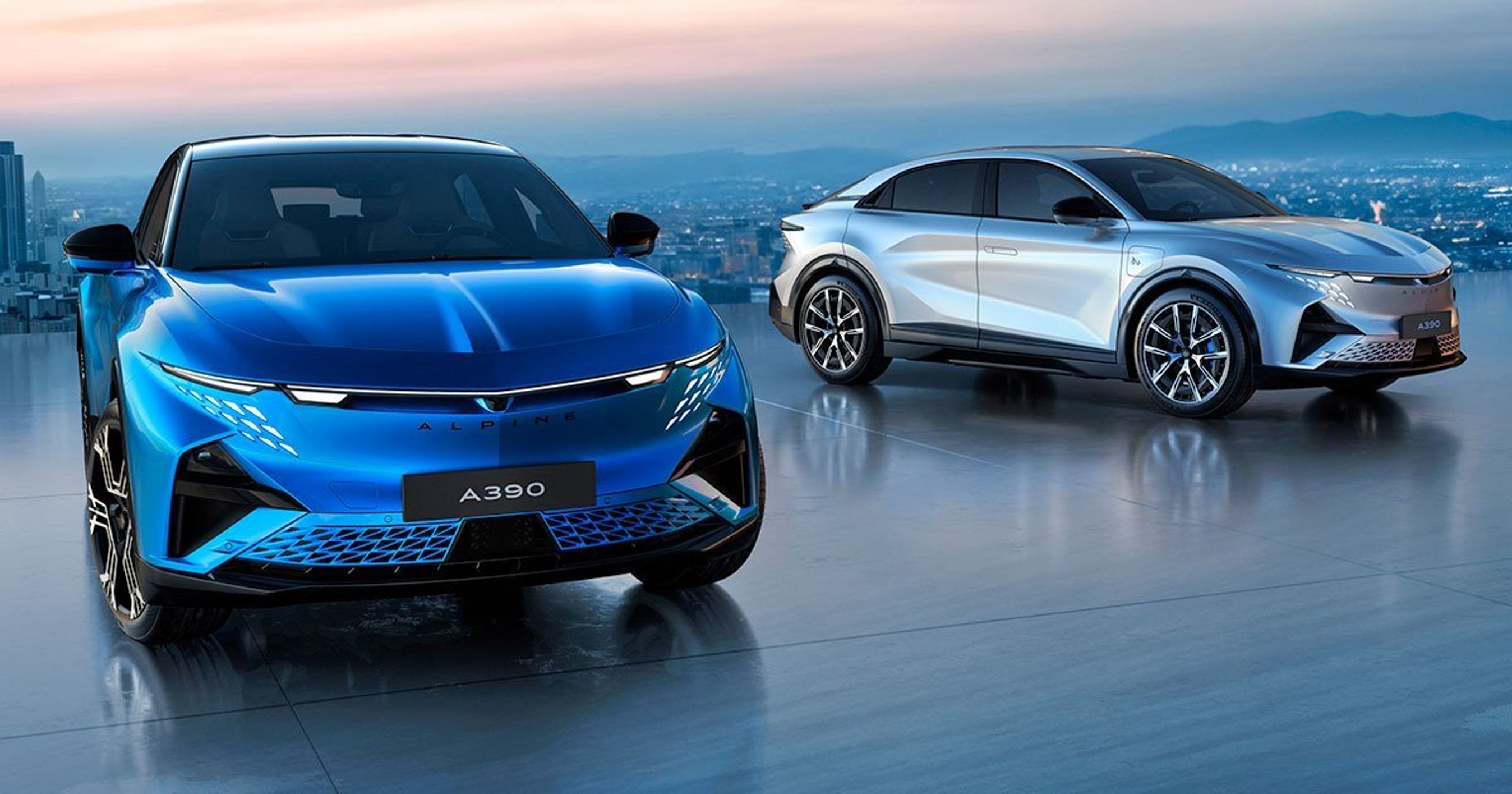 Alpine A390 i blå og beige udgave.