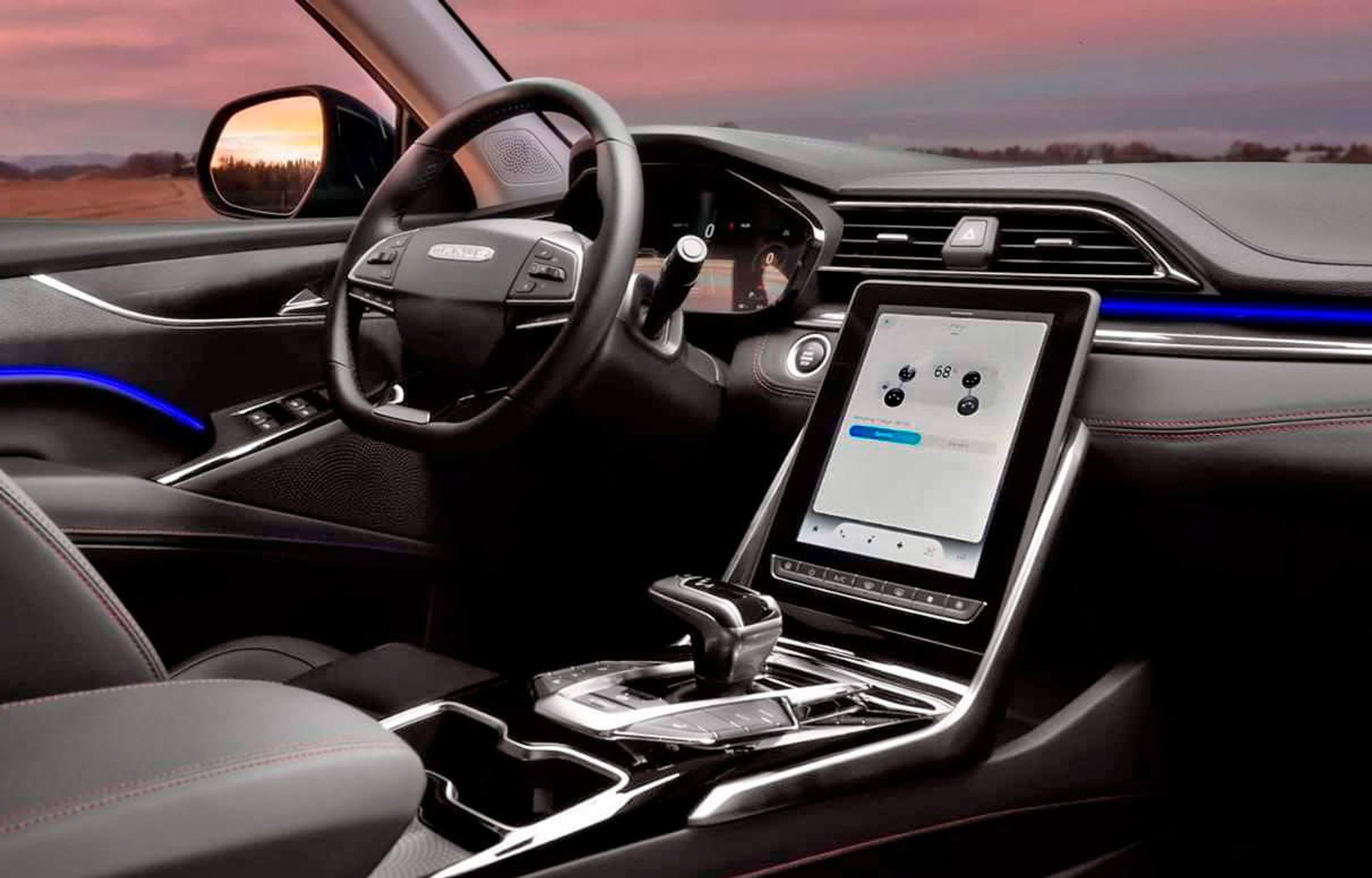 Førerpladsen i Maxus Euniq 6.