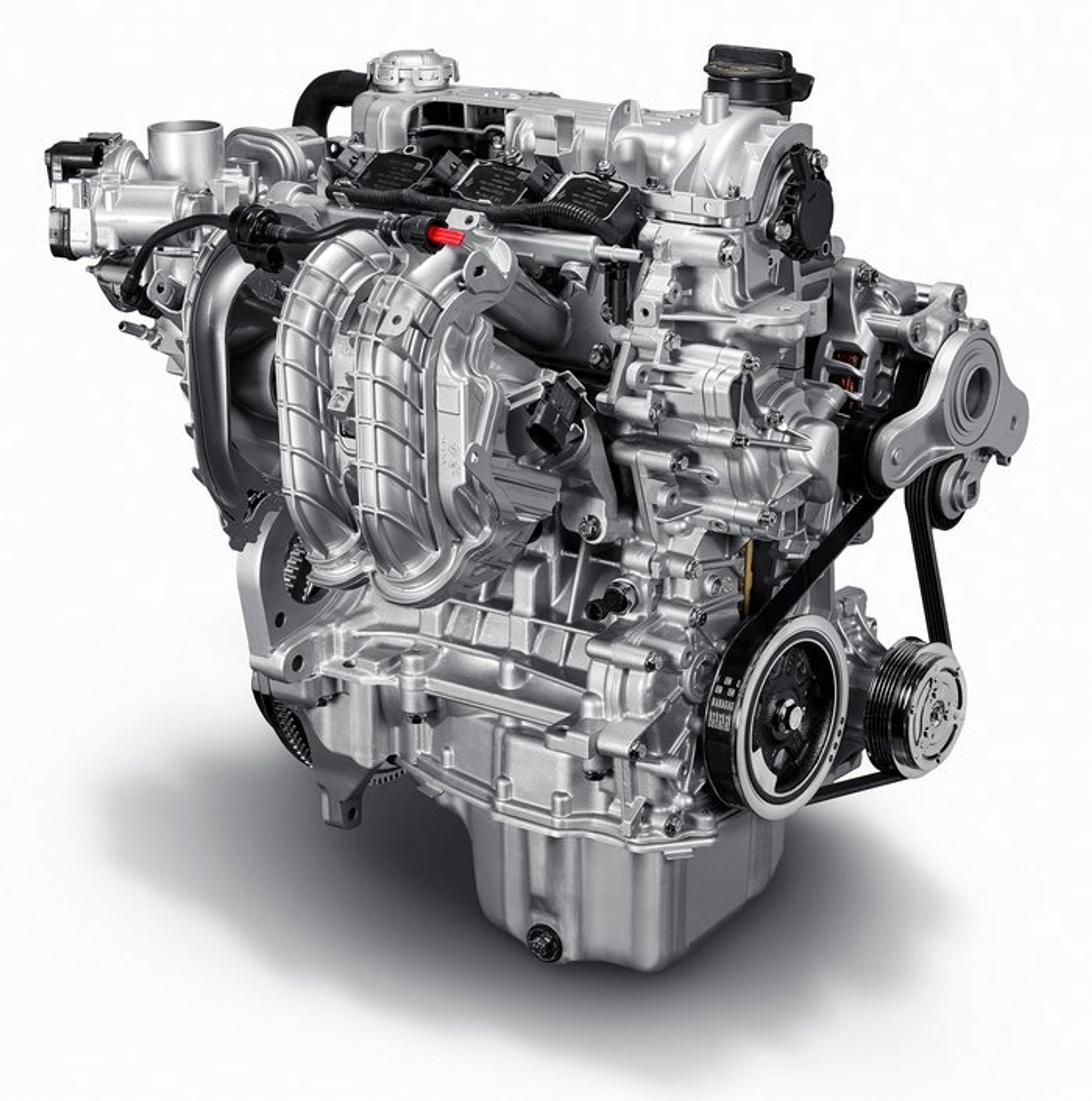 Den nye trecylindrede Fiat-motor.