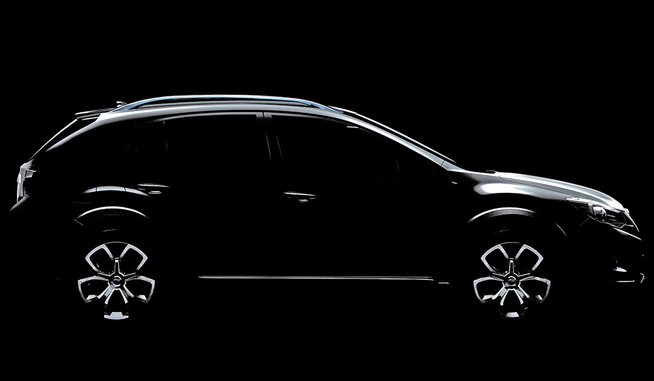 Omridset af Subarus komemdne lille SUV, der lanceres i Europa i foråret 2012.