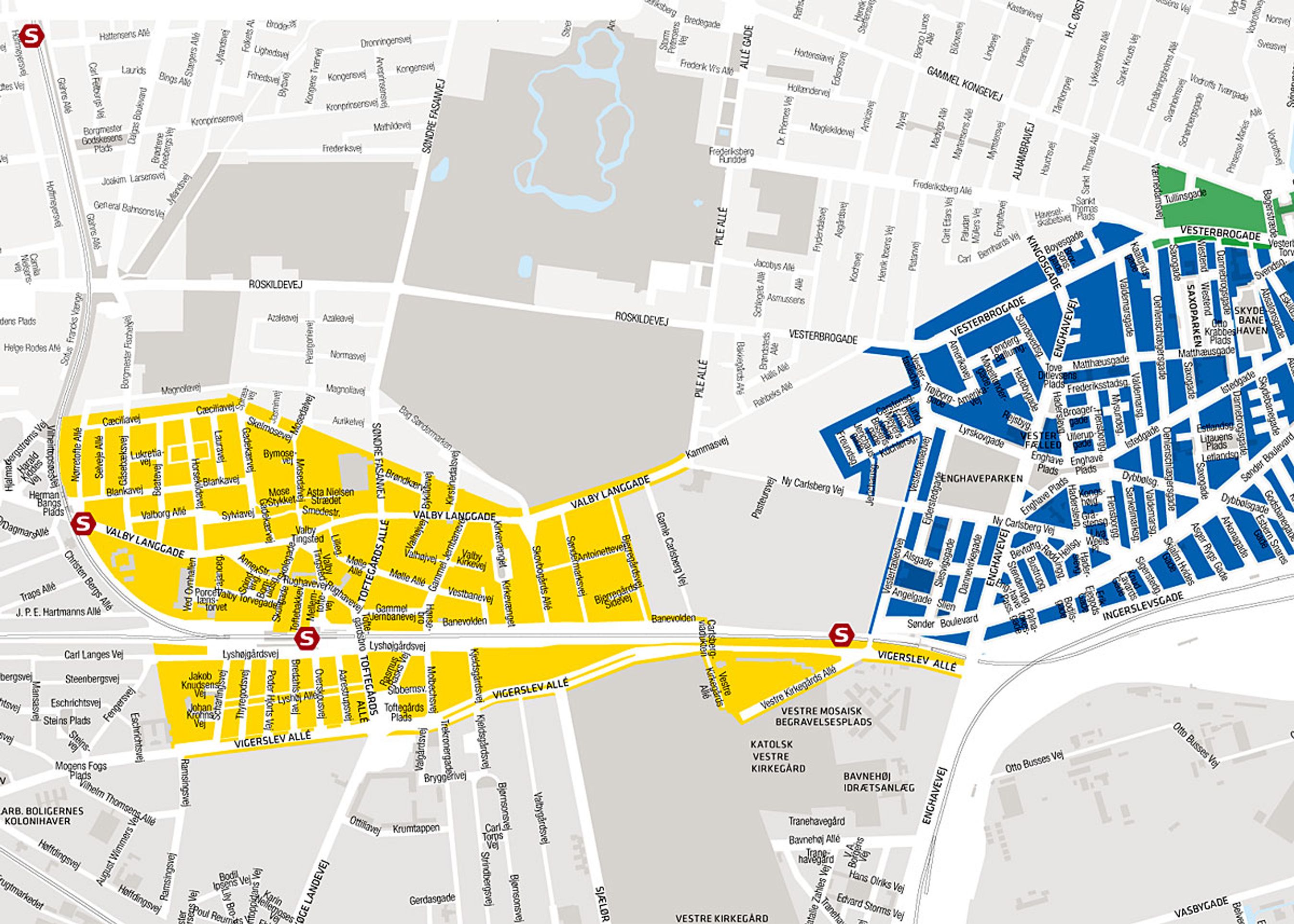 Den gule betalingszone i Valby