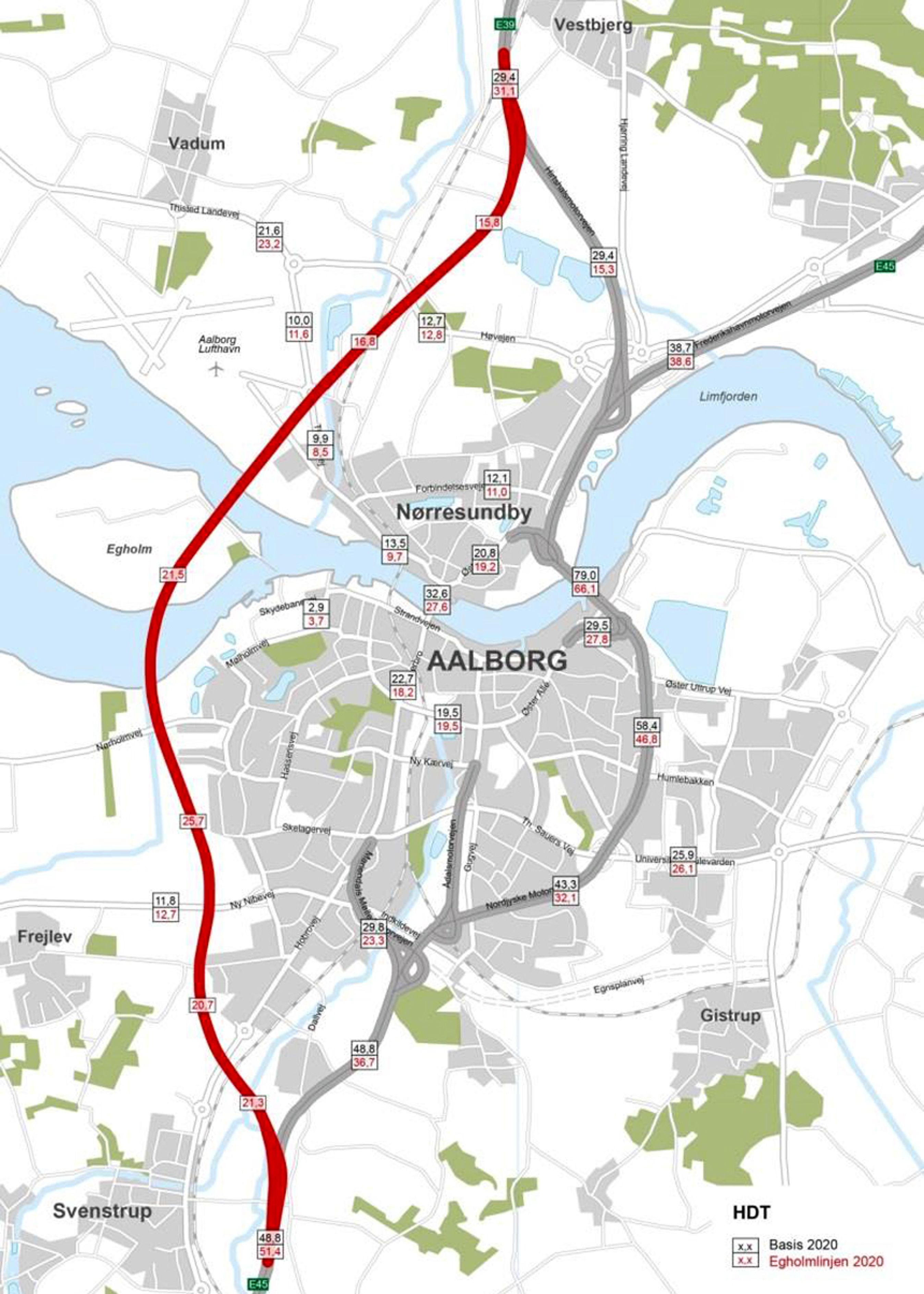 Her skal den tredje Limfjordsforbindelse gå. Der er dog ingen penge til projektet, der formentlig vil koste seks-otte mia. kr.