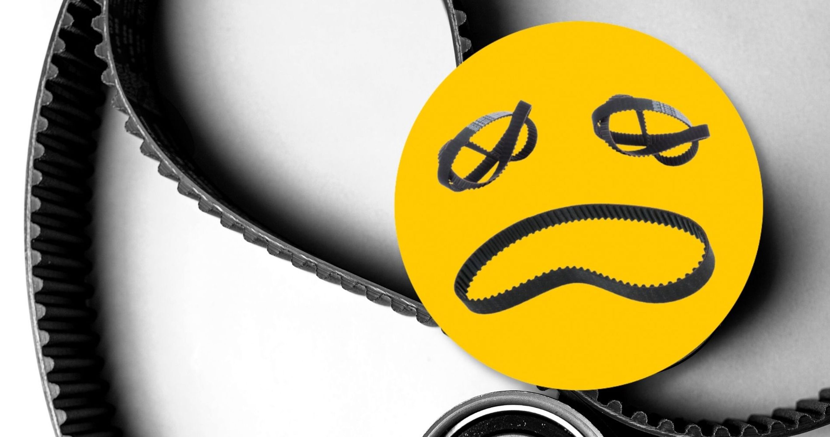 Illustration af tandrem og 'utilfreds' smiley