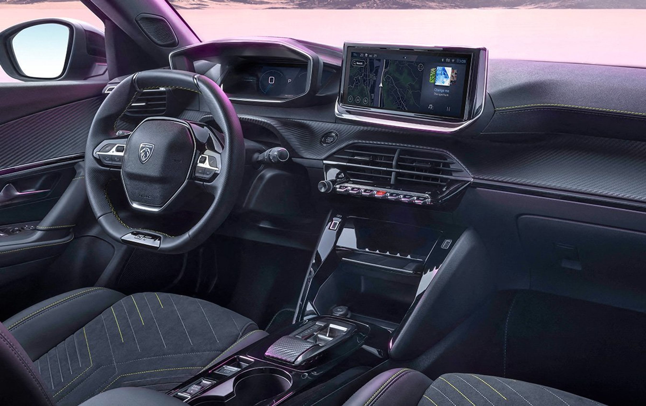 Førerpladsen i Peugeot 2008.