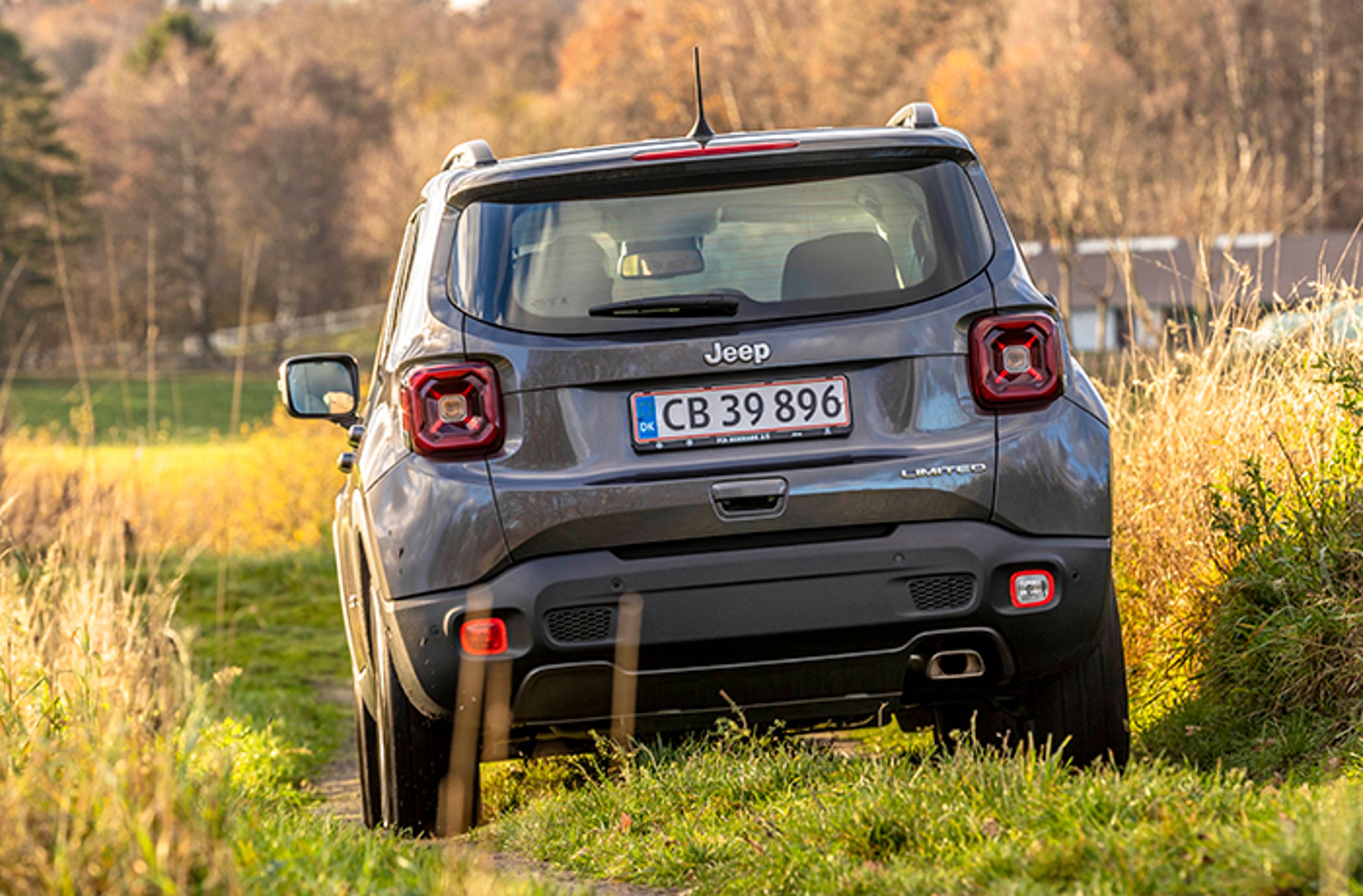 Jeep Renegade ligner en benzindunk bagfra