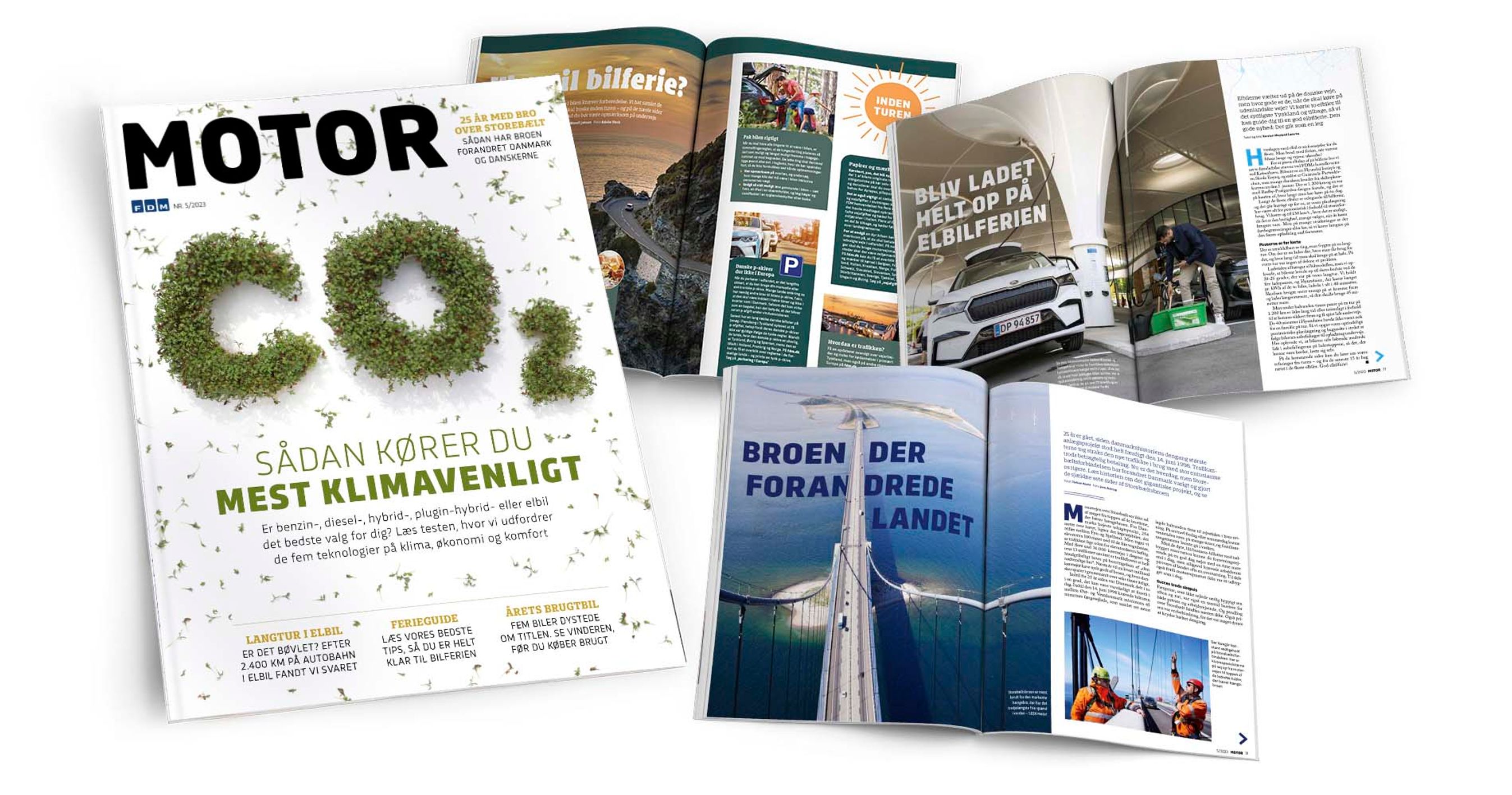 Kollage med sider fra Motor 5/2023