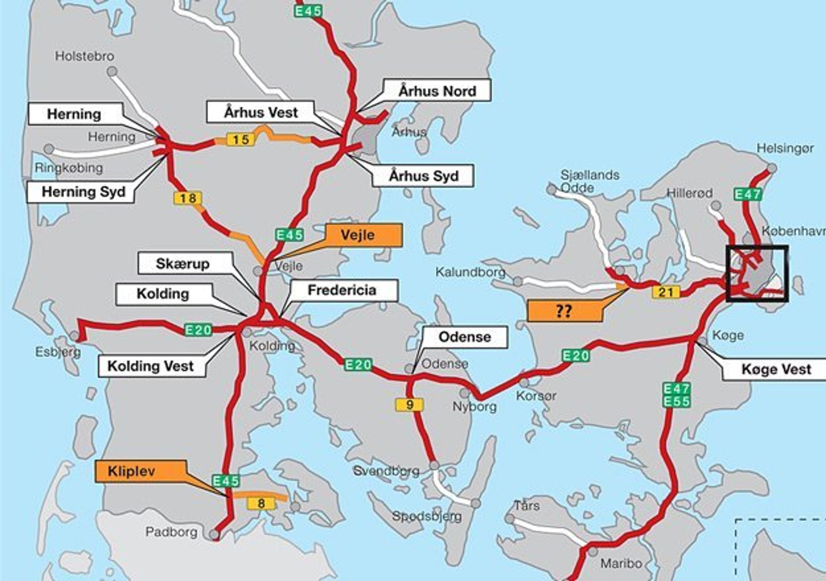 Motorvejskryds Kliplev åbner nu, samtidig med Sønderborg-motorvejen. "Vejle" er klar i 2014, når Midtjyske Motorvej åbner i hele sin længde.