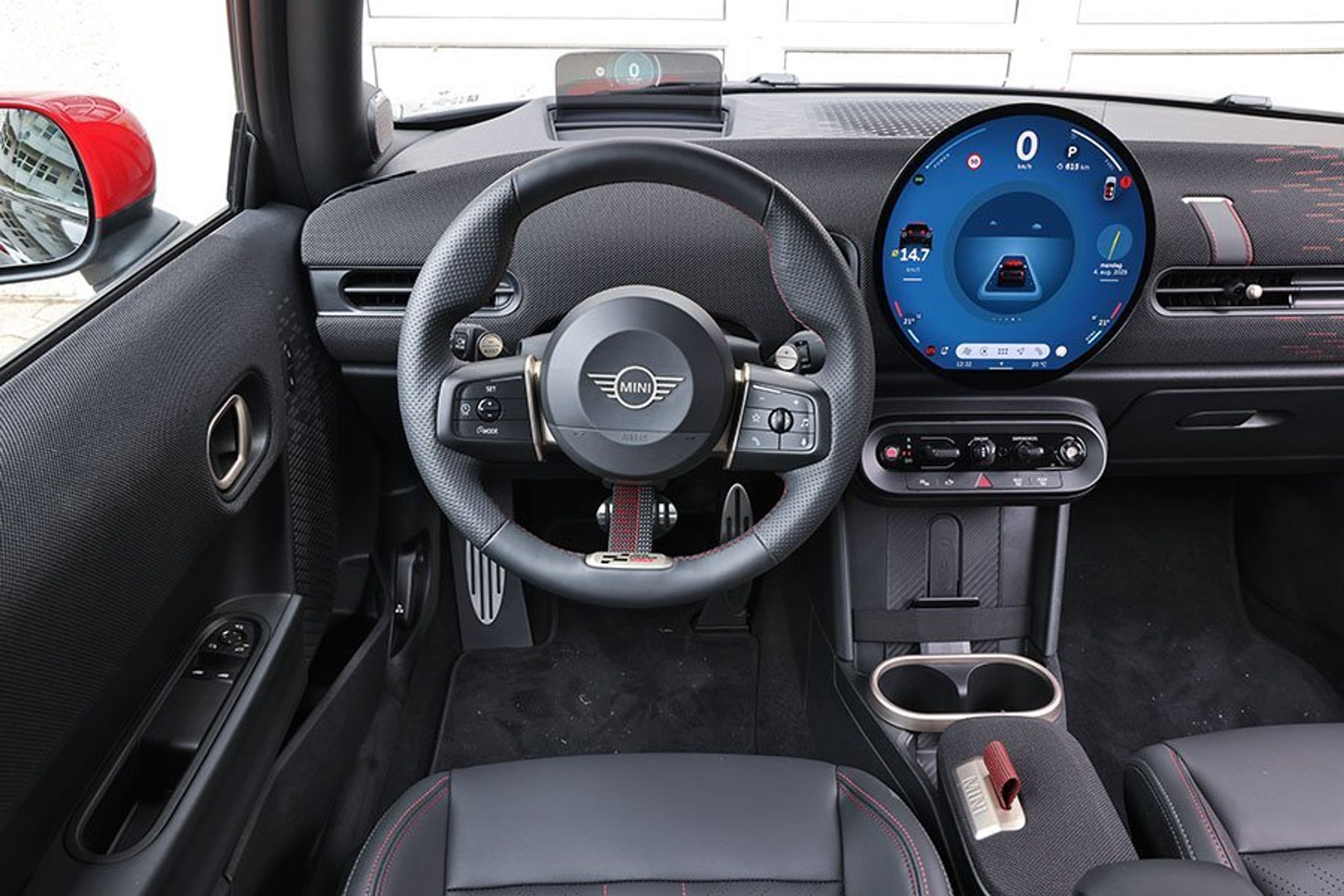 Førerplads i en Mini Cooper