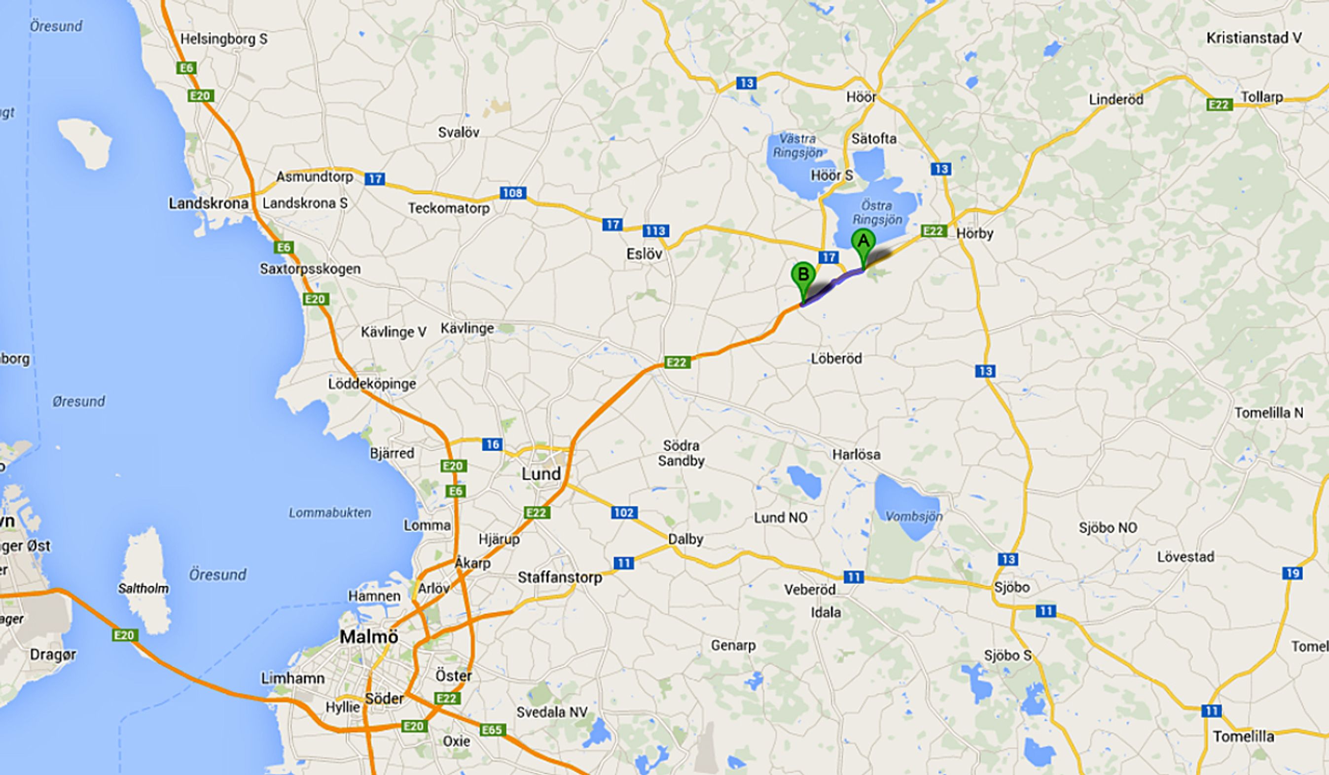 En fem km lang strækning af E22 er nu motorvej.
