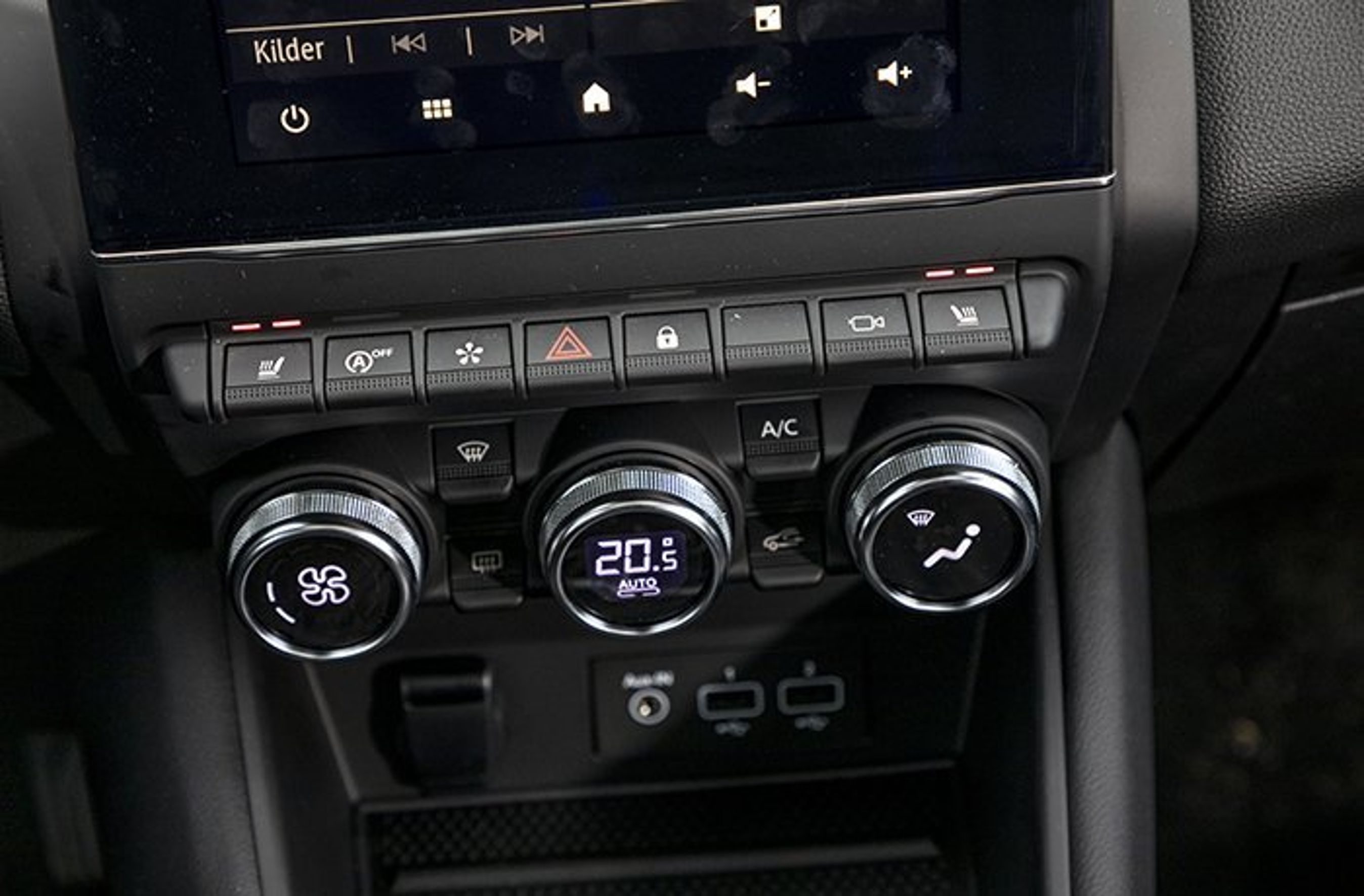 Knapper til justering af aircon i Renault Captur