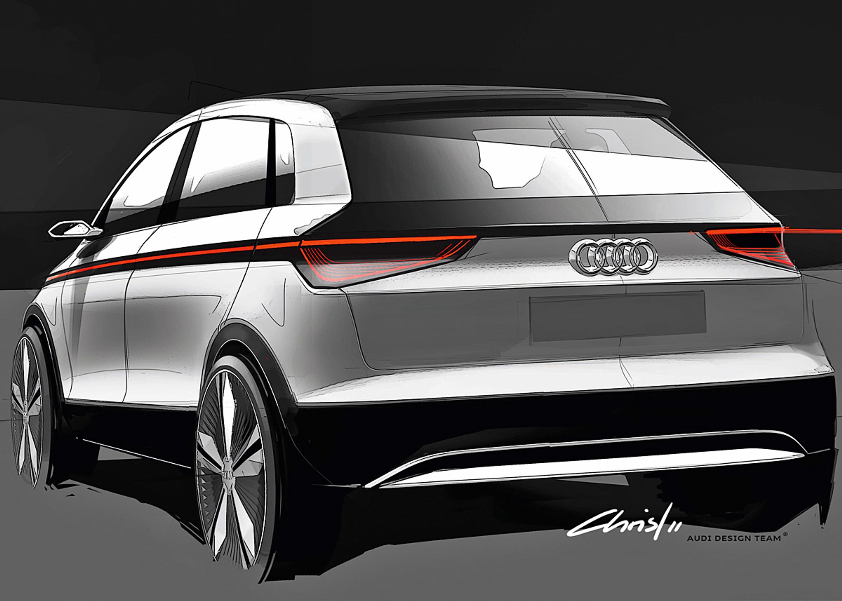 A2 konceptbilen fremviser en ny form for baglygter. De tilpasser lysstyrken til sigtbarheden, og tågebaglyset, som skabes af laserdioder, ses som en lysstråle, når det er tåget, og projekterer en rød trekant som advarsel på vejbanen.