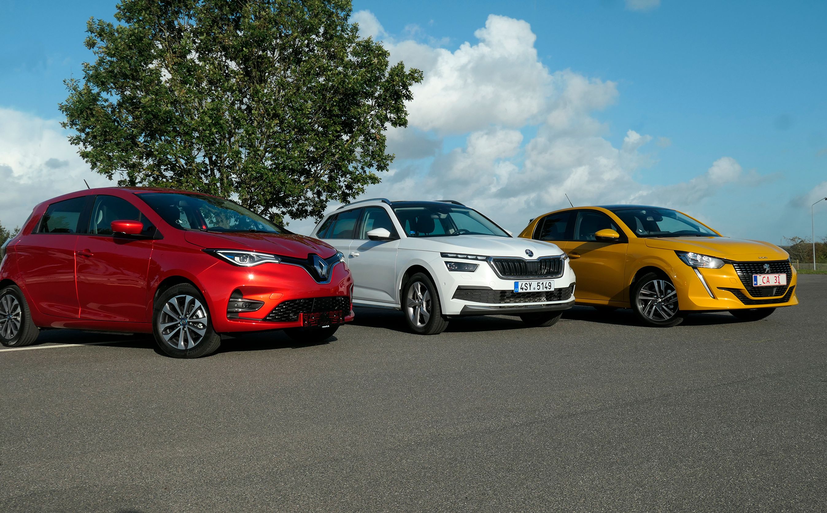 Renault Clio, Skoda Kamiq og Peugeot 208.
