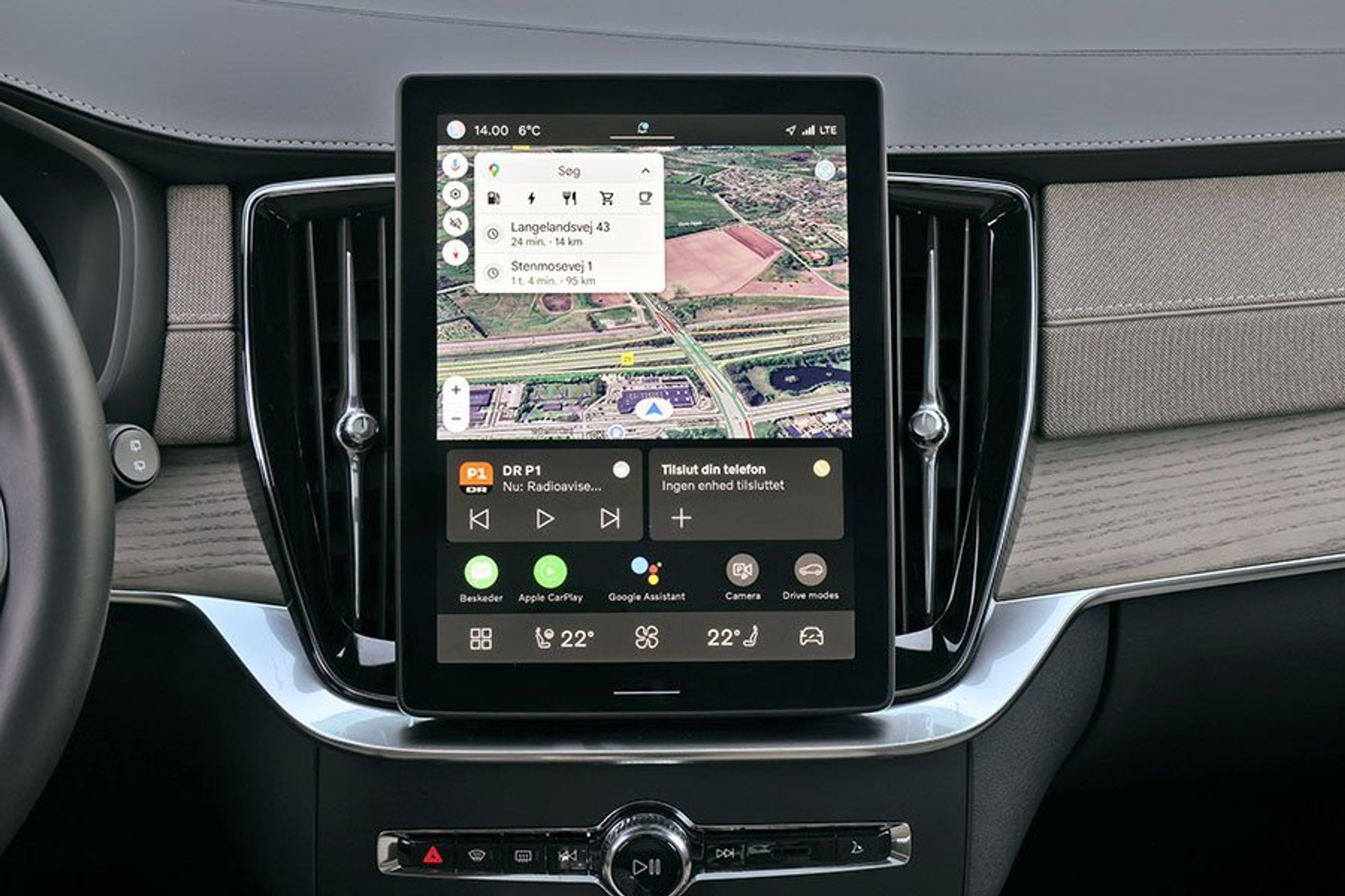 Stor skærm i kabinen i en Volvo XC90