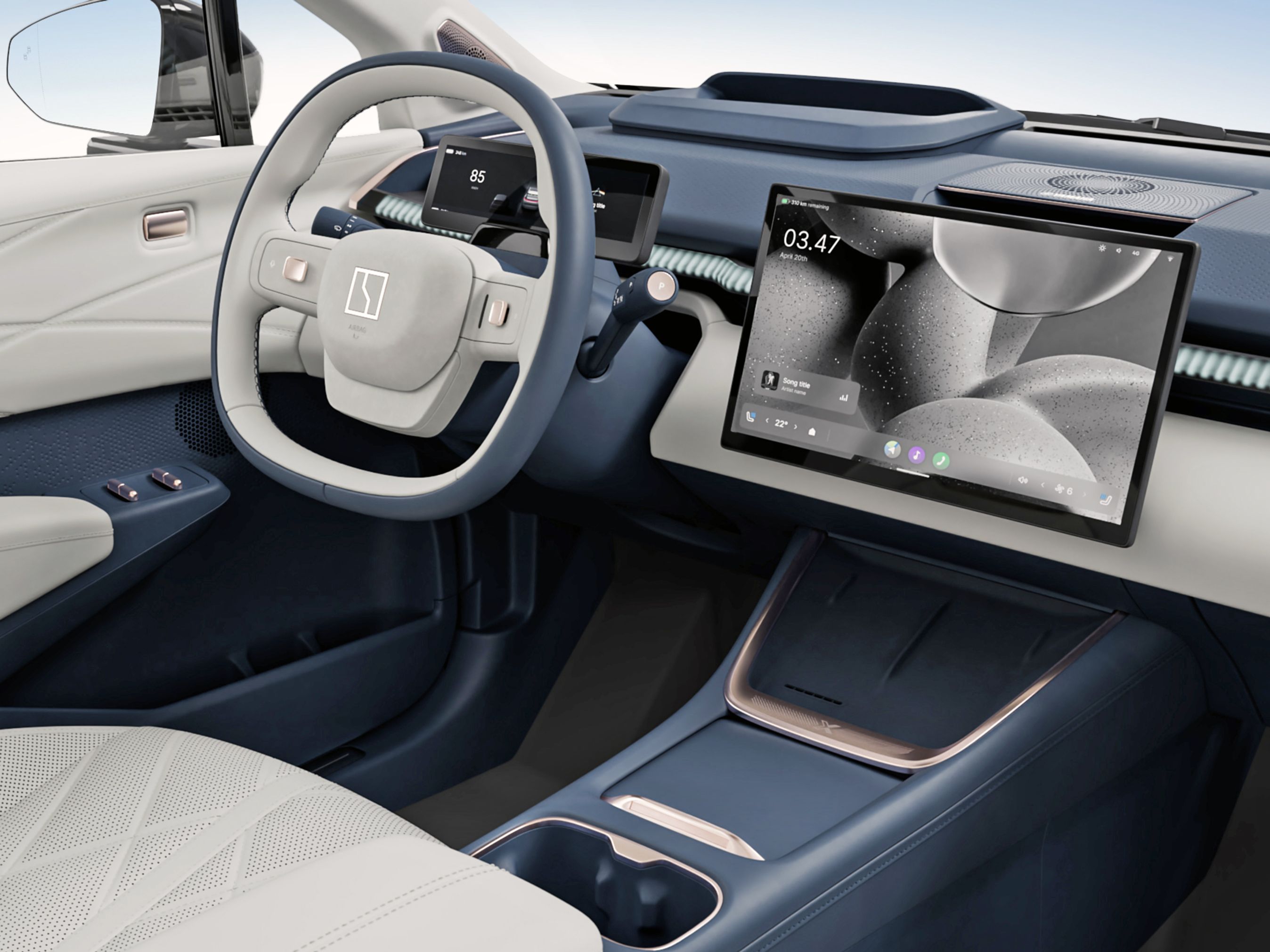 Førerpladsen i Zeekr X.