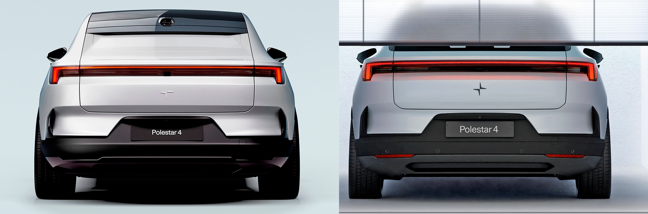 Dagens bagrude-løse Polestar 4 (til venstre) kommer til at hedde 4 Coupé, når den nye stationcar-agtige model kommer sidst i 2026.