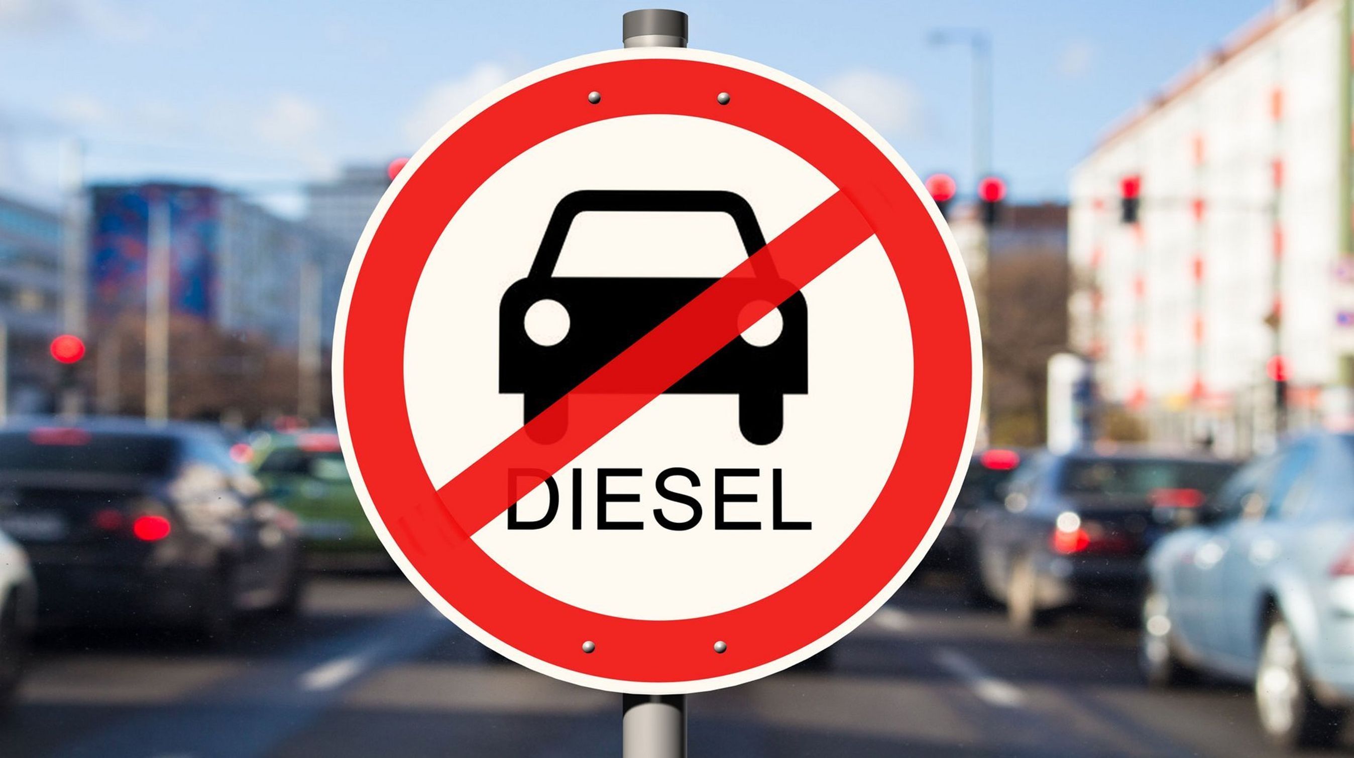 Skilt viser adgang forbrudt for dieselbiler