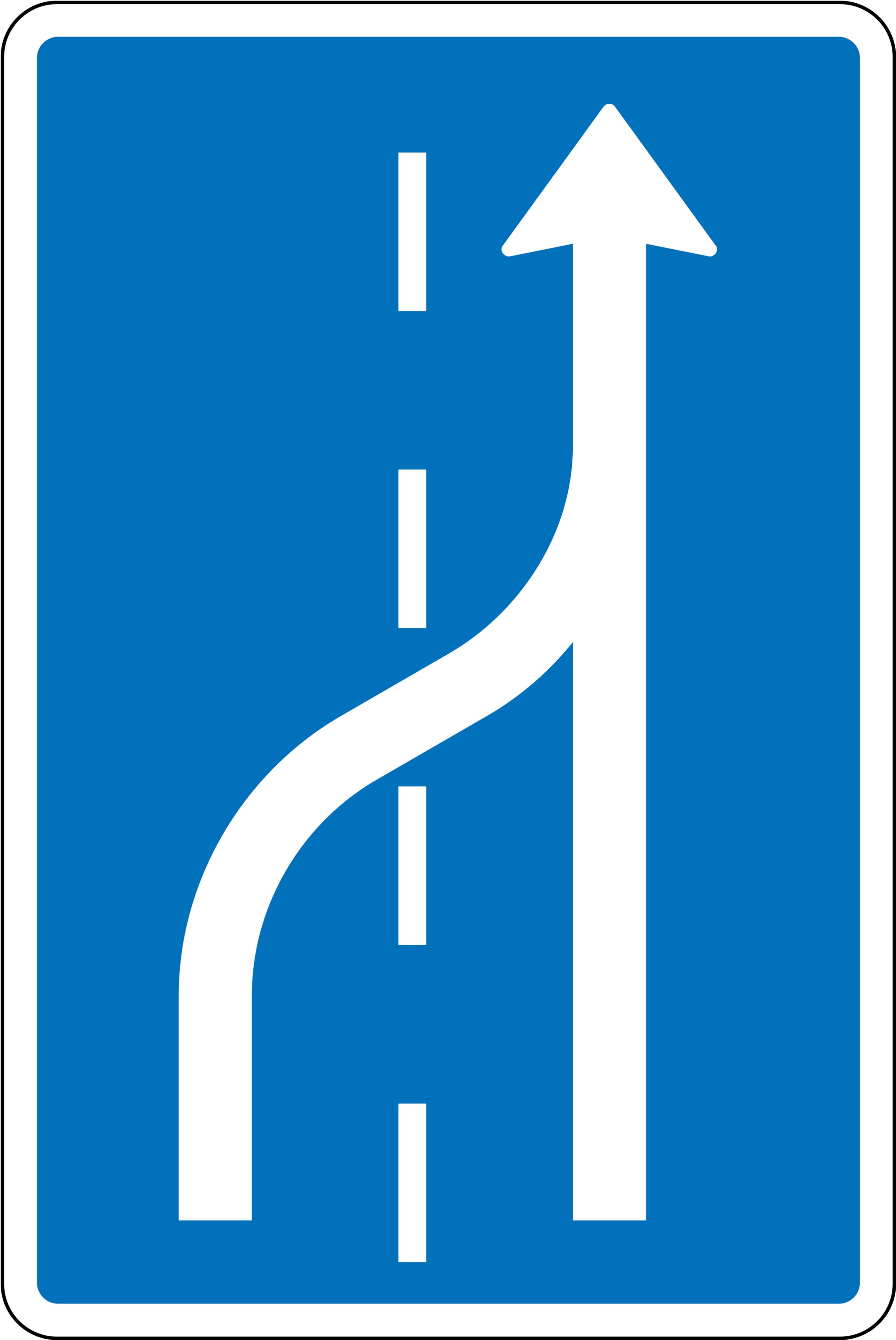 Færdselstavle for vognbaneforløb med vognbaneskift