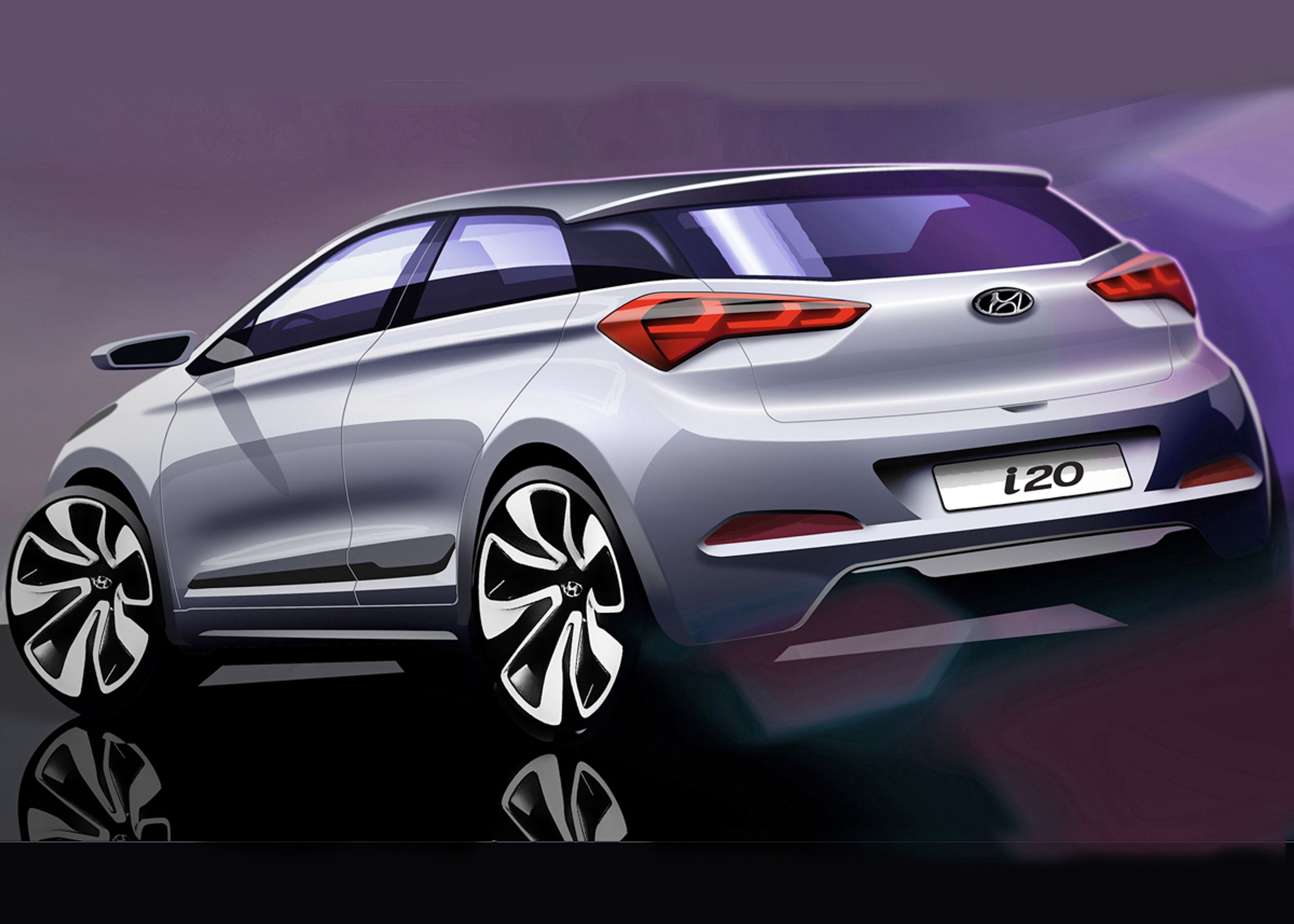 Hyundai i20 får et langt mere dynamisk udseende end dagens model, selv om tegningen her nok strammer designet en smule.