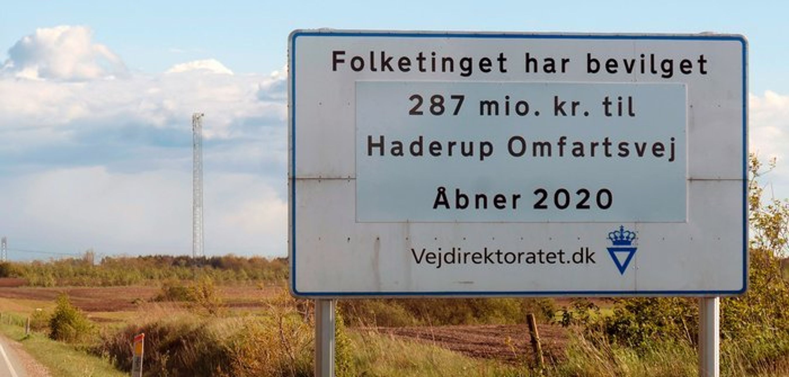 Den otte km lange Haderup Omfartsvej åbner sidst i 2020. Det er en 2+1 motortrafikvej.