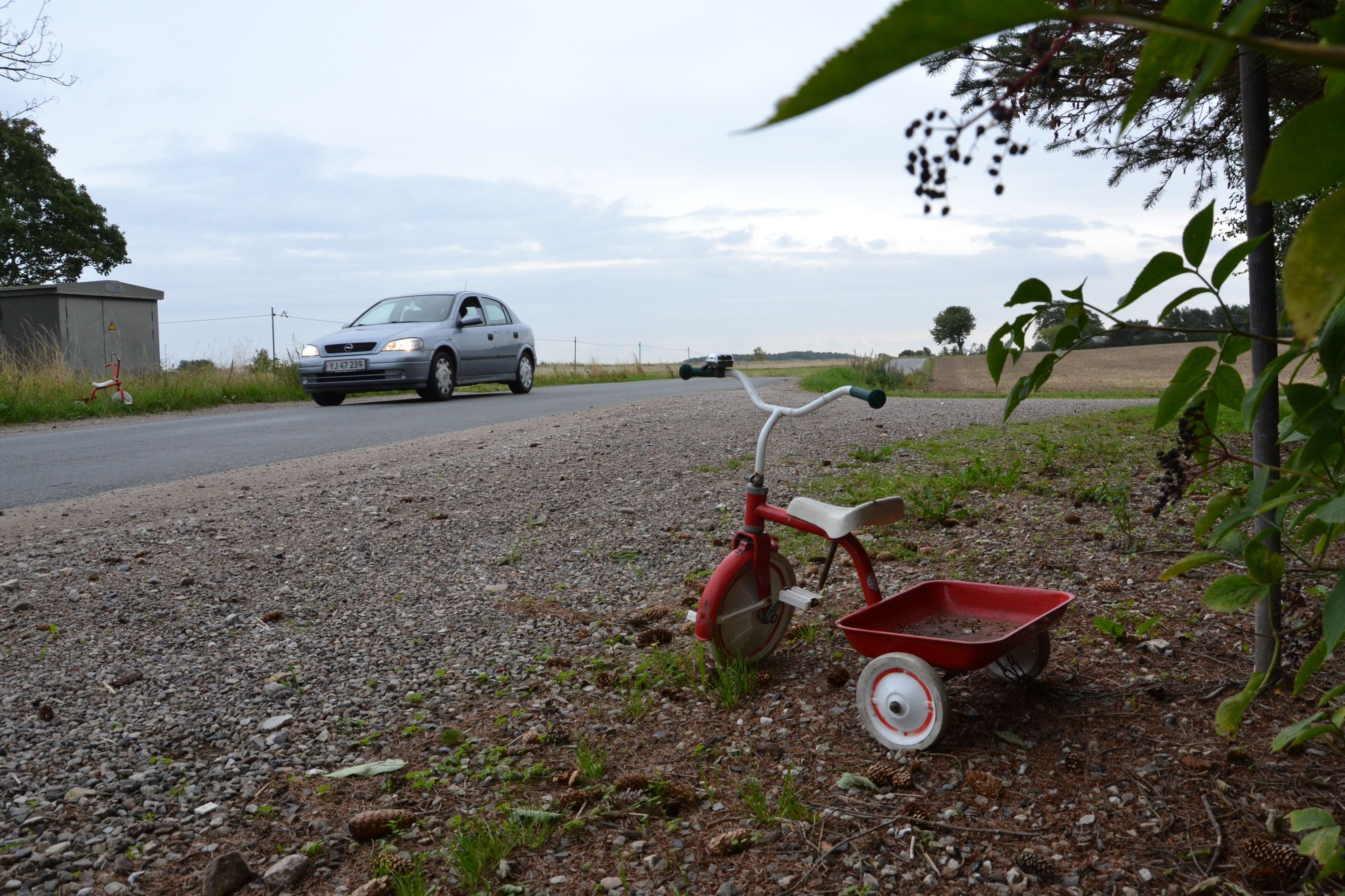 En trehjulet cykel ved vejen er et af de mest almindelige forsøg fra borgere på at få hastigheden ned
