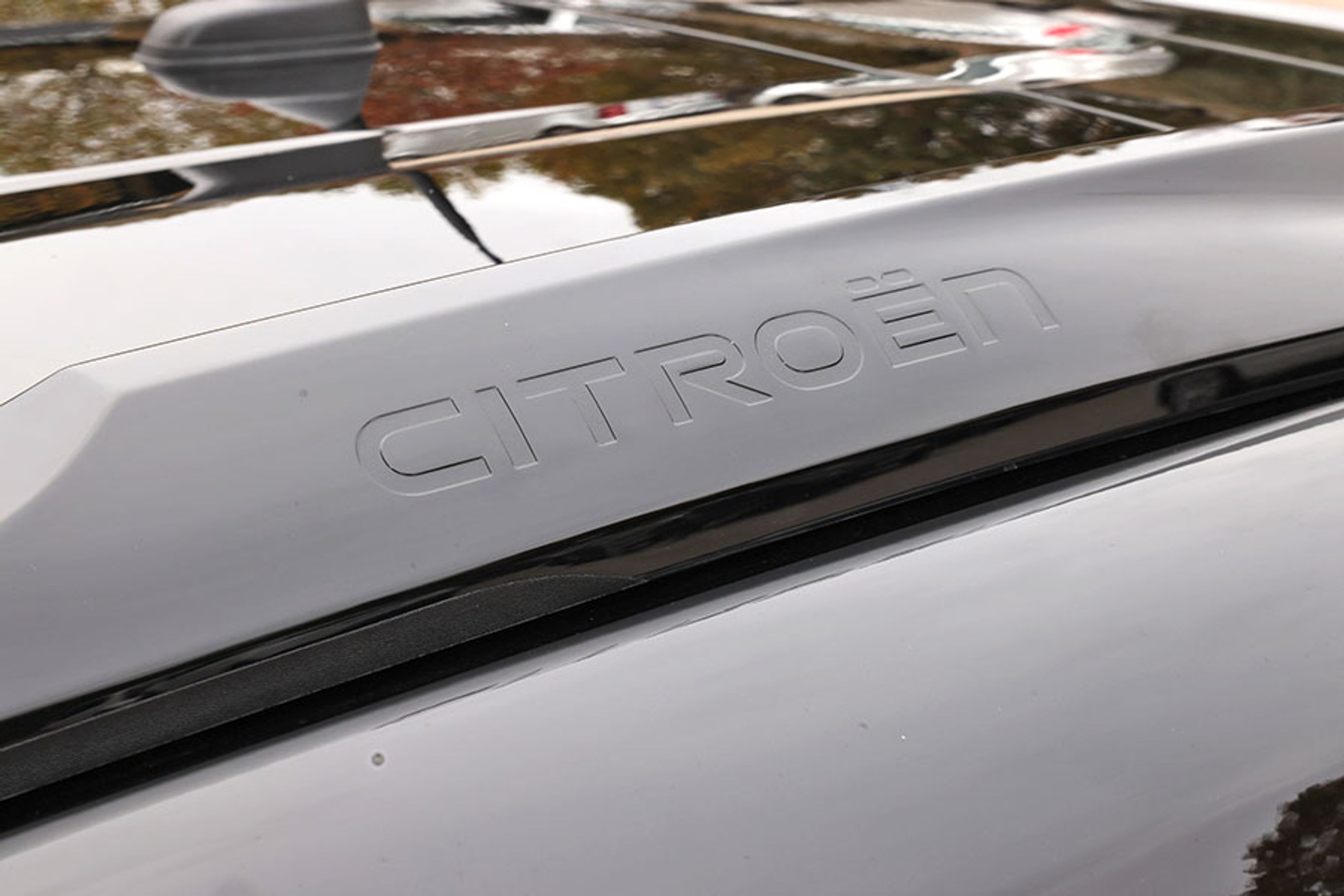 Der er tagrælinger på langs af taget. De er af plast med Citroën-navnet indstøbt i begge sider. De ser godt ud, men føles ikke så stabile, når man tager fat i dem.