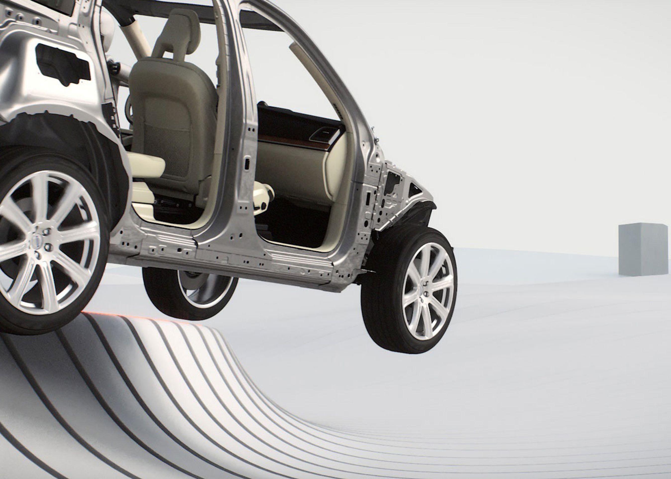 Flere systemer skal hindre, at en Volvo kører af vejen, men sker det alligevel, er der i fremtidne indbygget ekstra sikkerhedssystemer, der skal mindske påvirkningen.