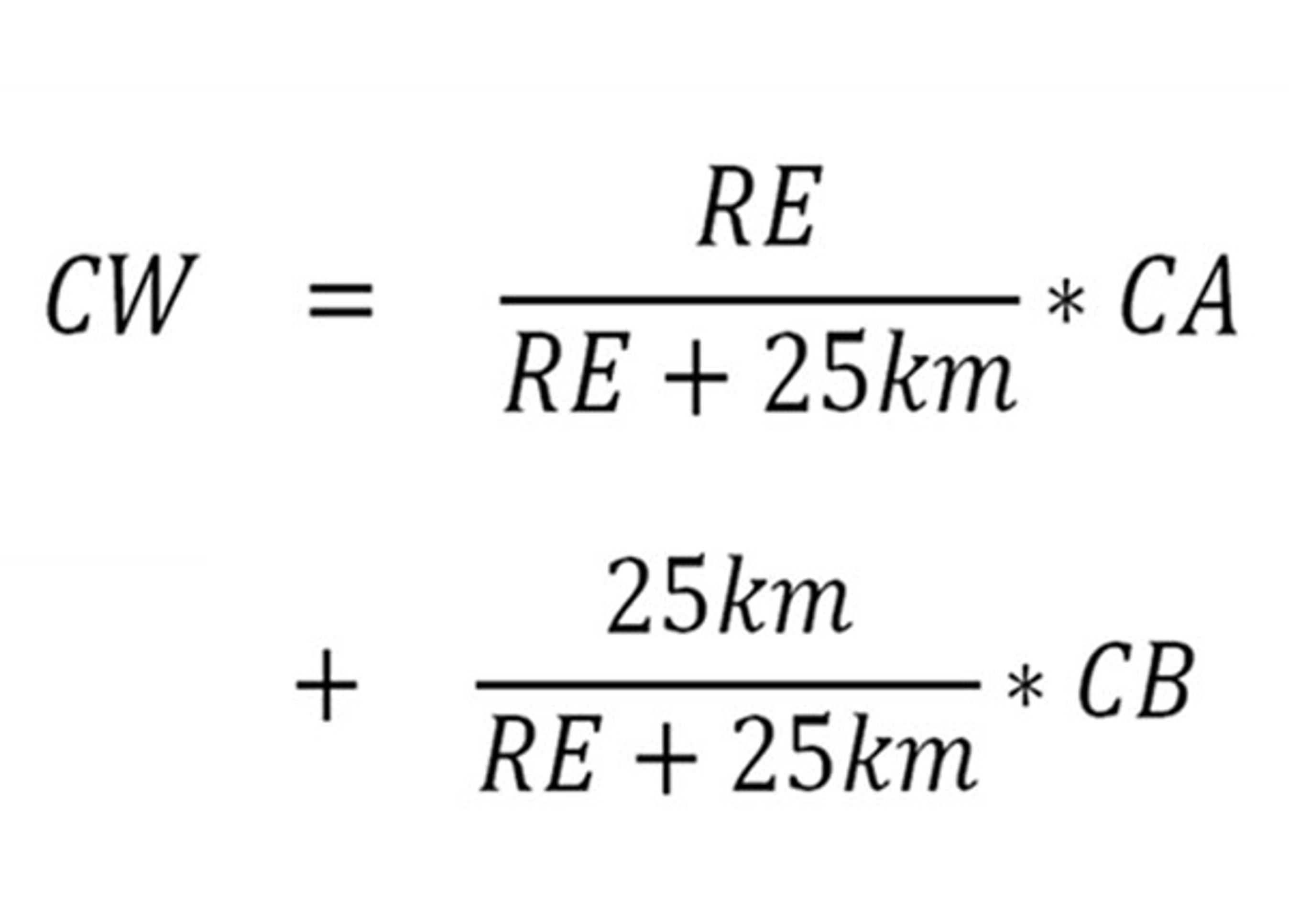 Formlen for ECE-norm 101R ser sådan ud. Ved 25 kms rækkevidde på strøm tæller elkørslen og benzin/diesel-testen lige meget.