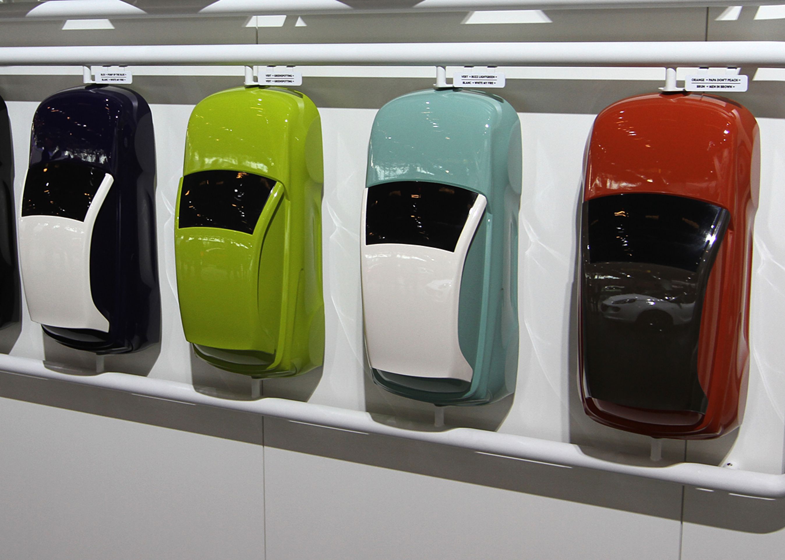 Et udvalg af de mulige farvekombinationer.