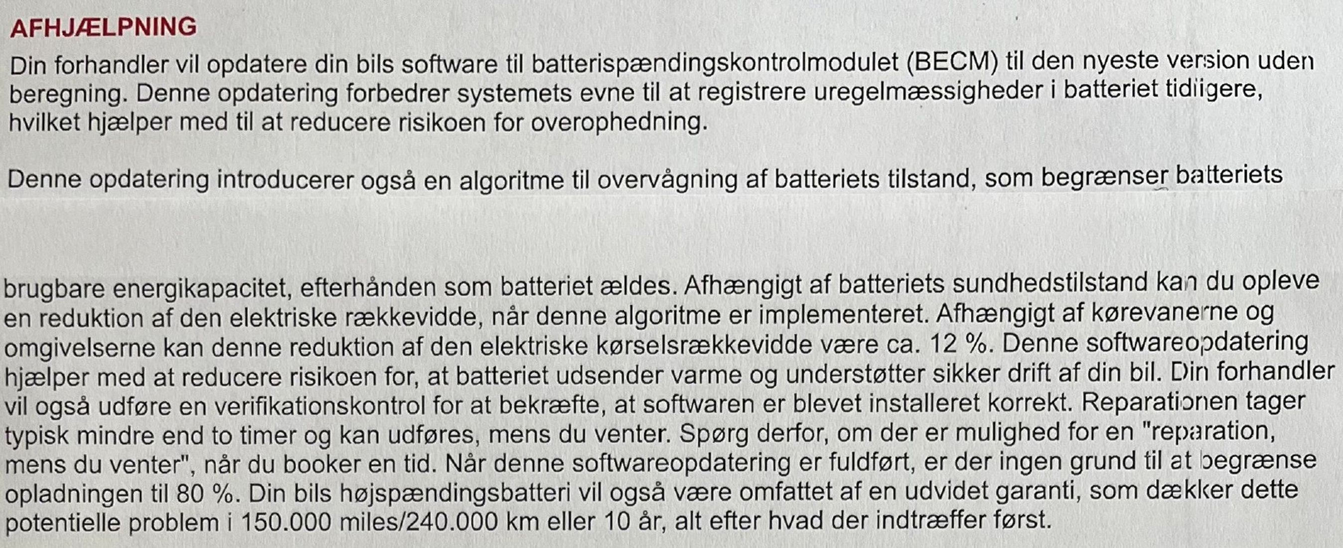 Tekst i kundebrev bil bilejere
