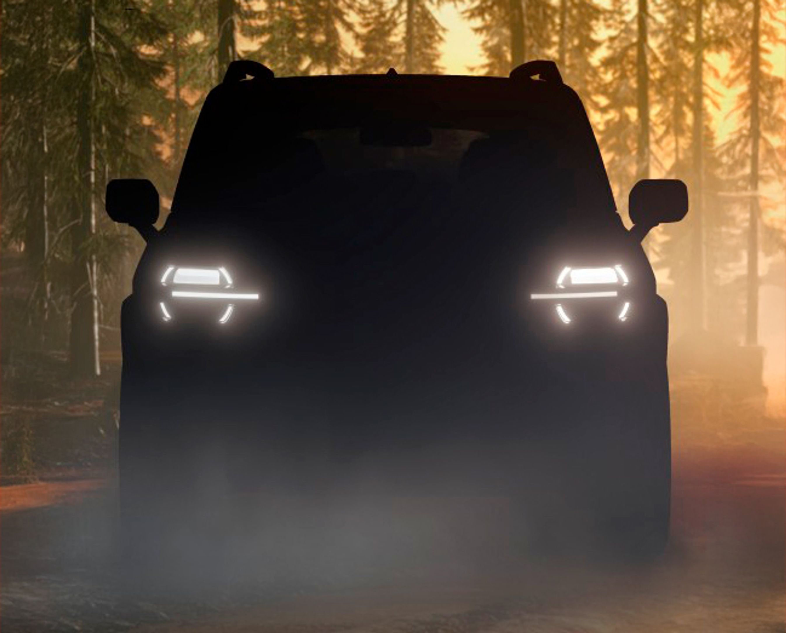 Lille Ford Bronco i silhuet.