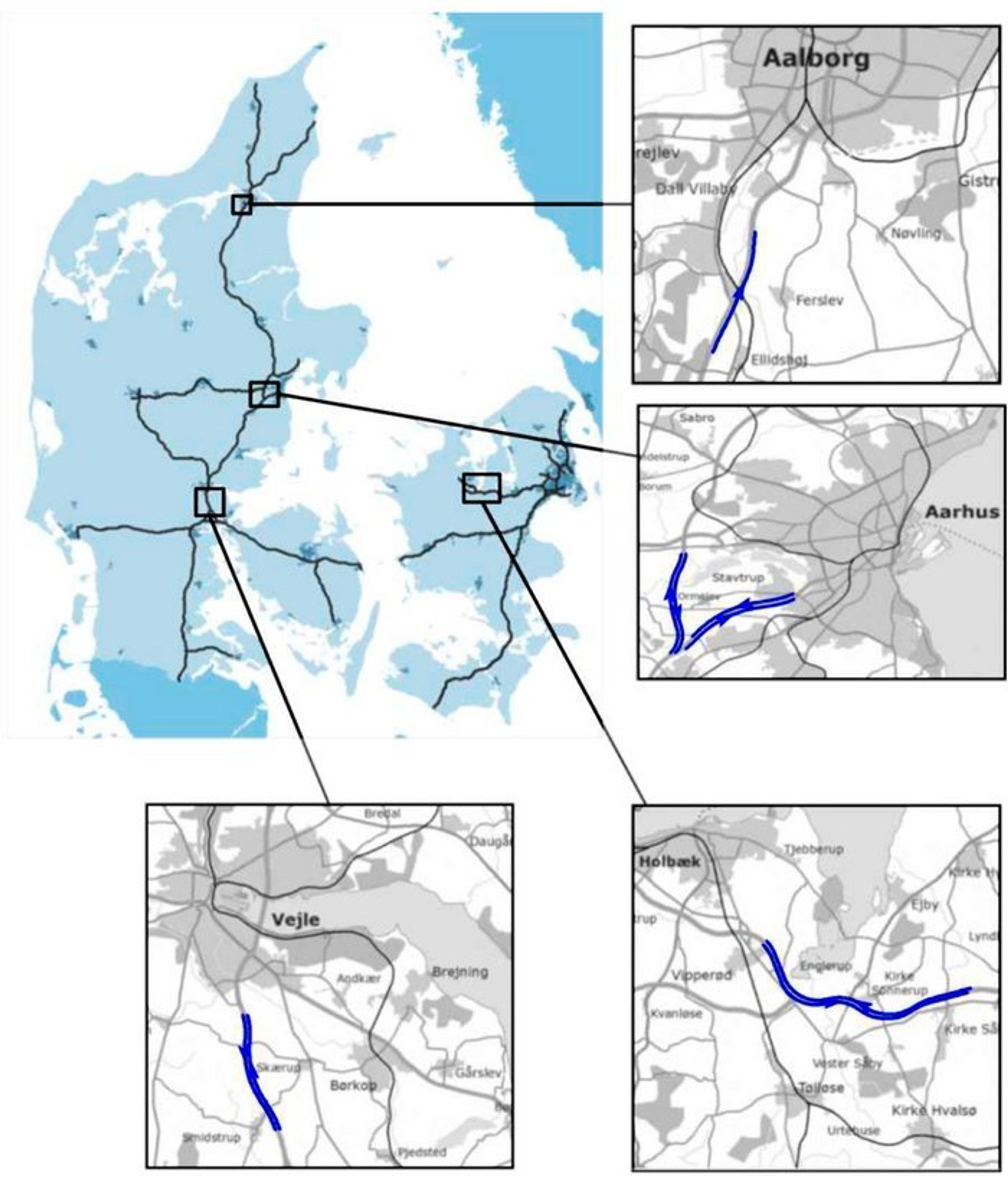 De fire steder med 120 km/t.