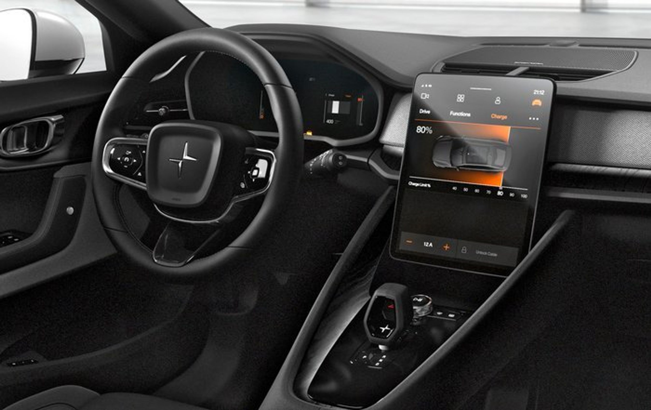 Førerpladsen i Polestar 2.