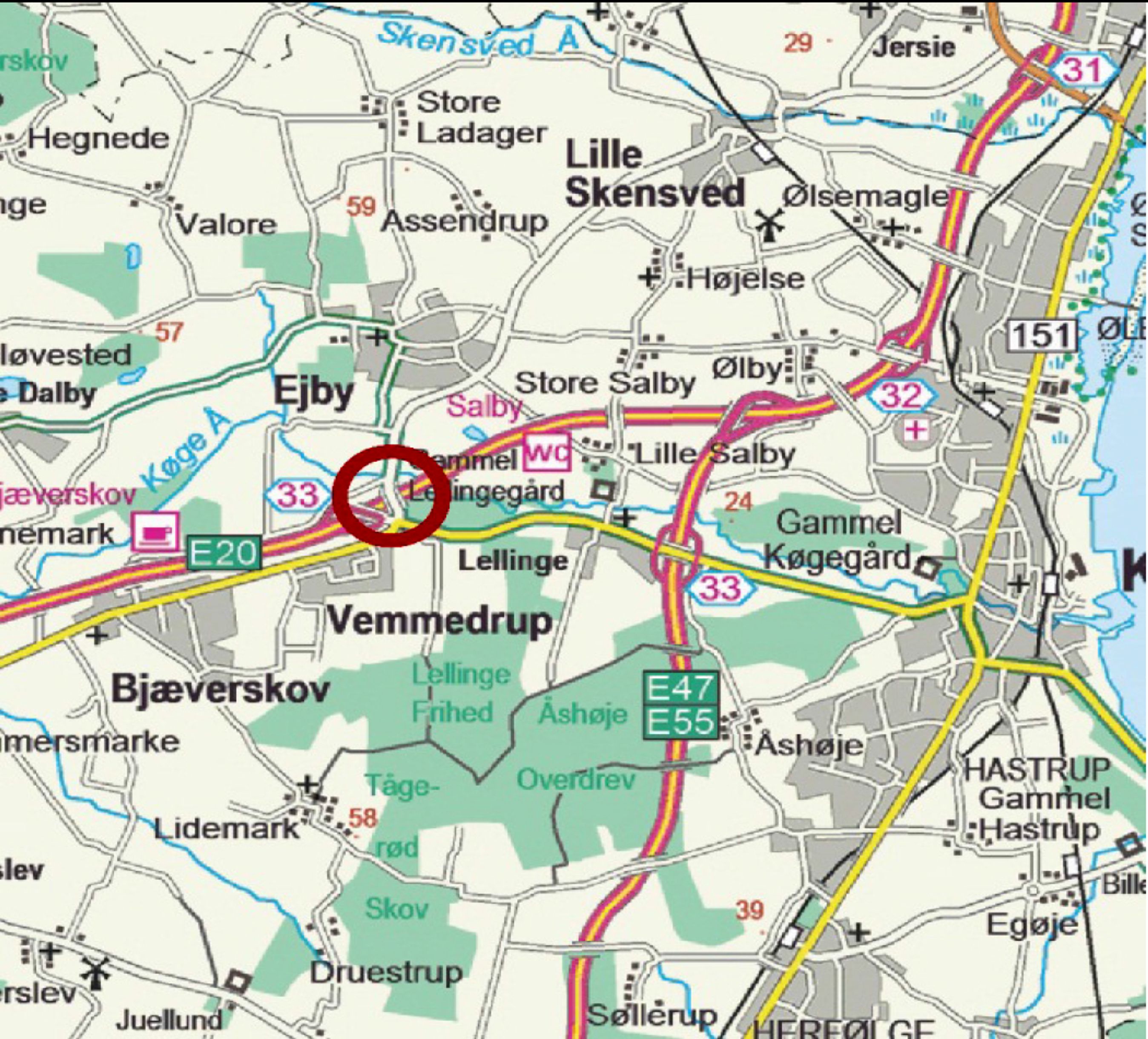 Ved Vemmedrup vest for Køge er der i dag kun forbindelse til og fra vest. Nu skal der også anlægges ramper mod øst, dvs. mod Køge/København.