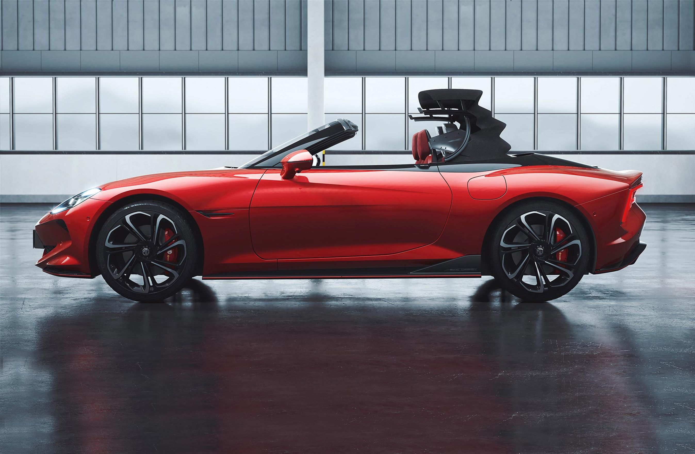 Elbilen MG Cyberster i profil.