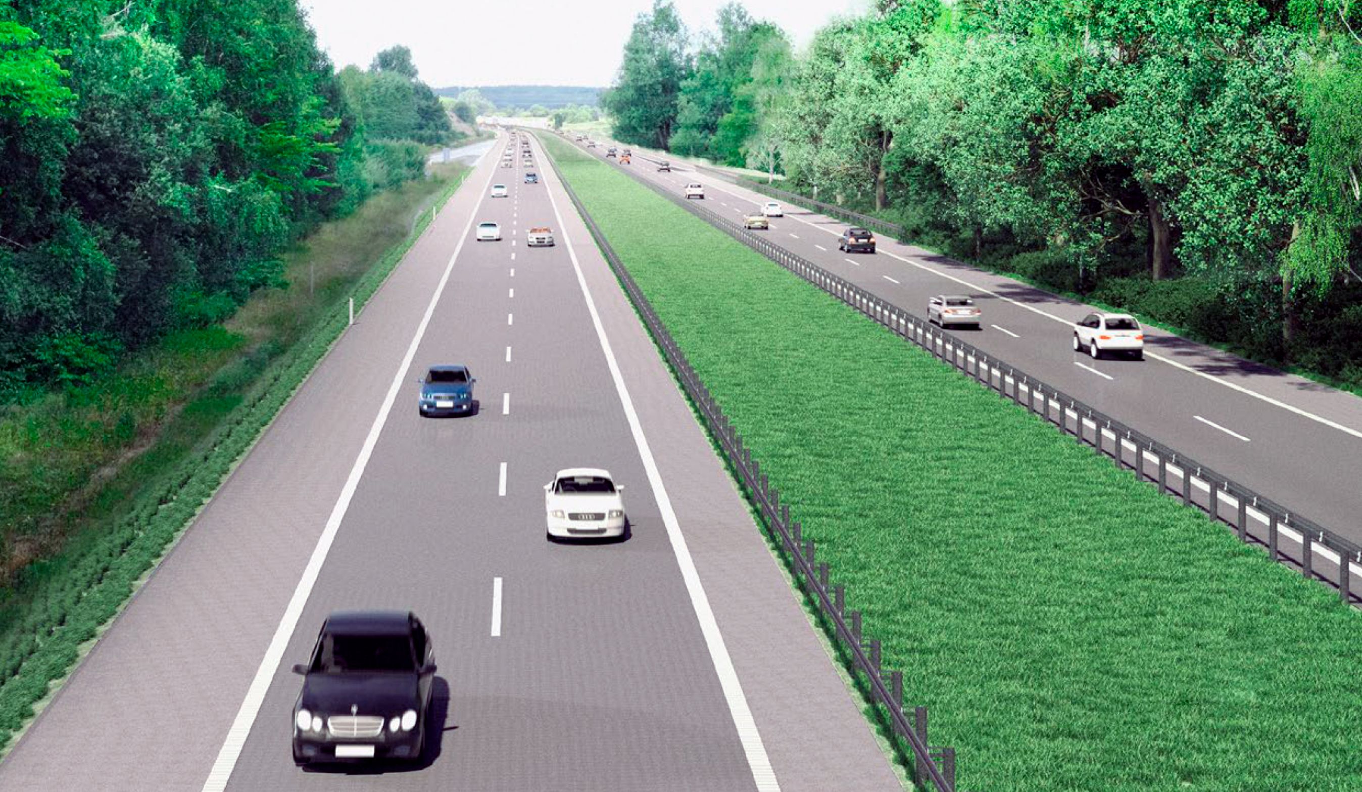 Computerbillede af den udvidede vej. 