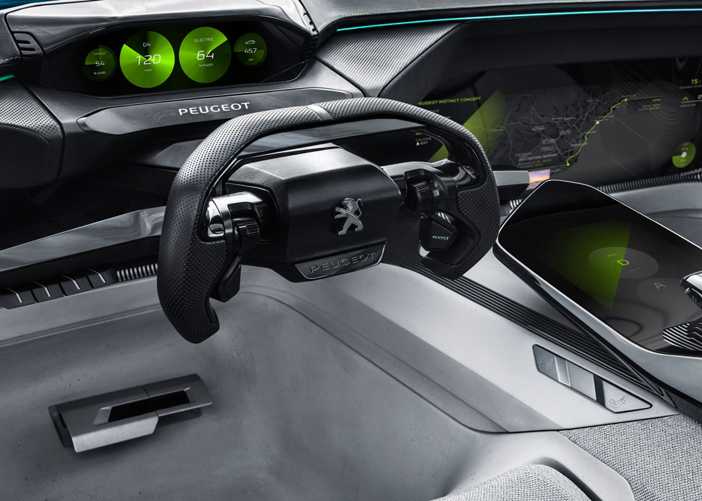 Den nye udgave af i-cockpit der er tilpasset selvkørende teknik. Her er det almindelig, manuel tilstand.