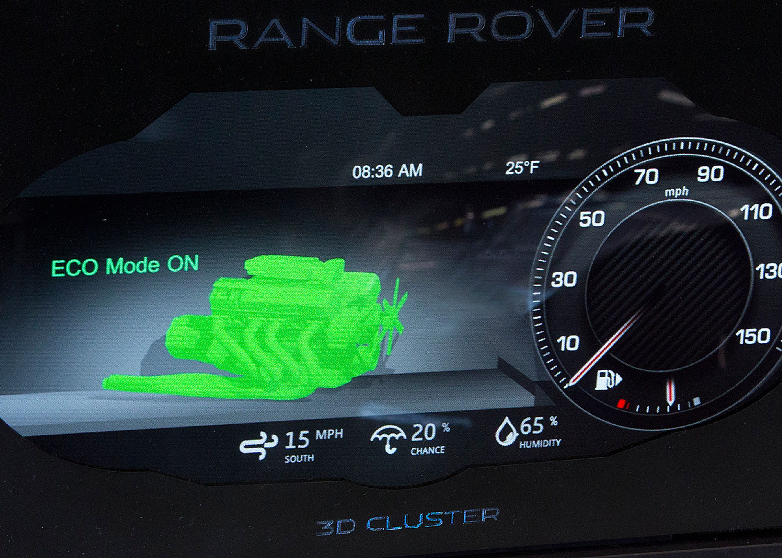 Det tredimensionelle billede fra instrumenthuset ydes i sagens natur ikke fuld retfærdighed her i to dimensioner, men motorblokken virkede i virkeligheden meget overbevisende.  
