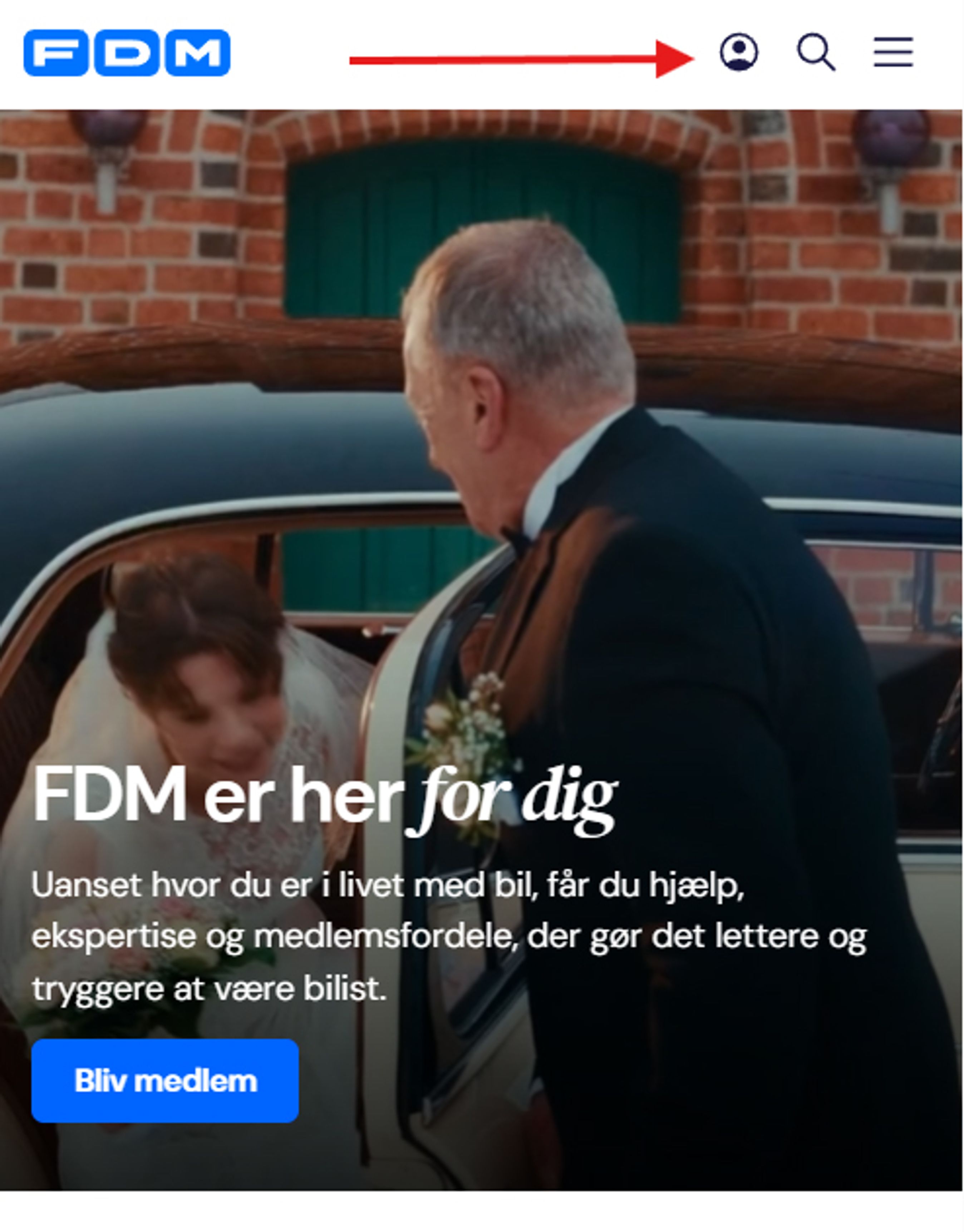 Forside af FDM med login-mulighed