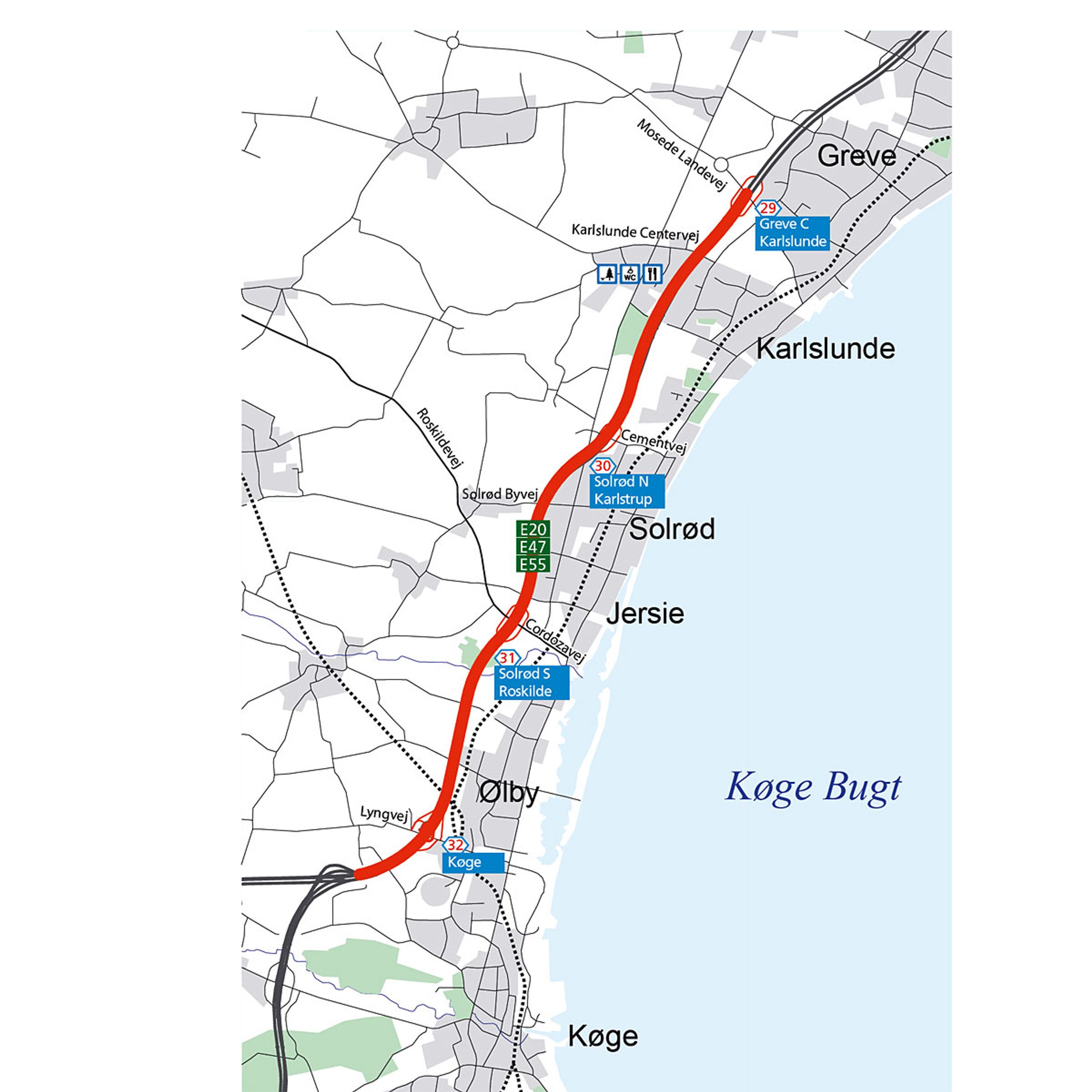 Der er nu fundet penge til den manglende etapeudvidelse mellem frakørsel 31 Solrød S og motorvejskryds Køge Vest.