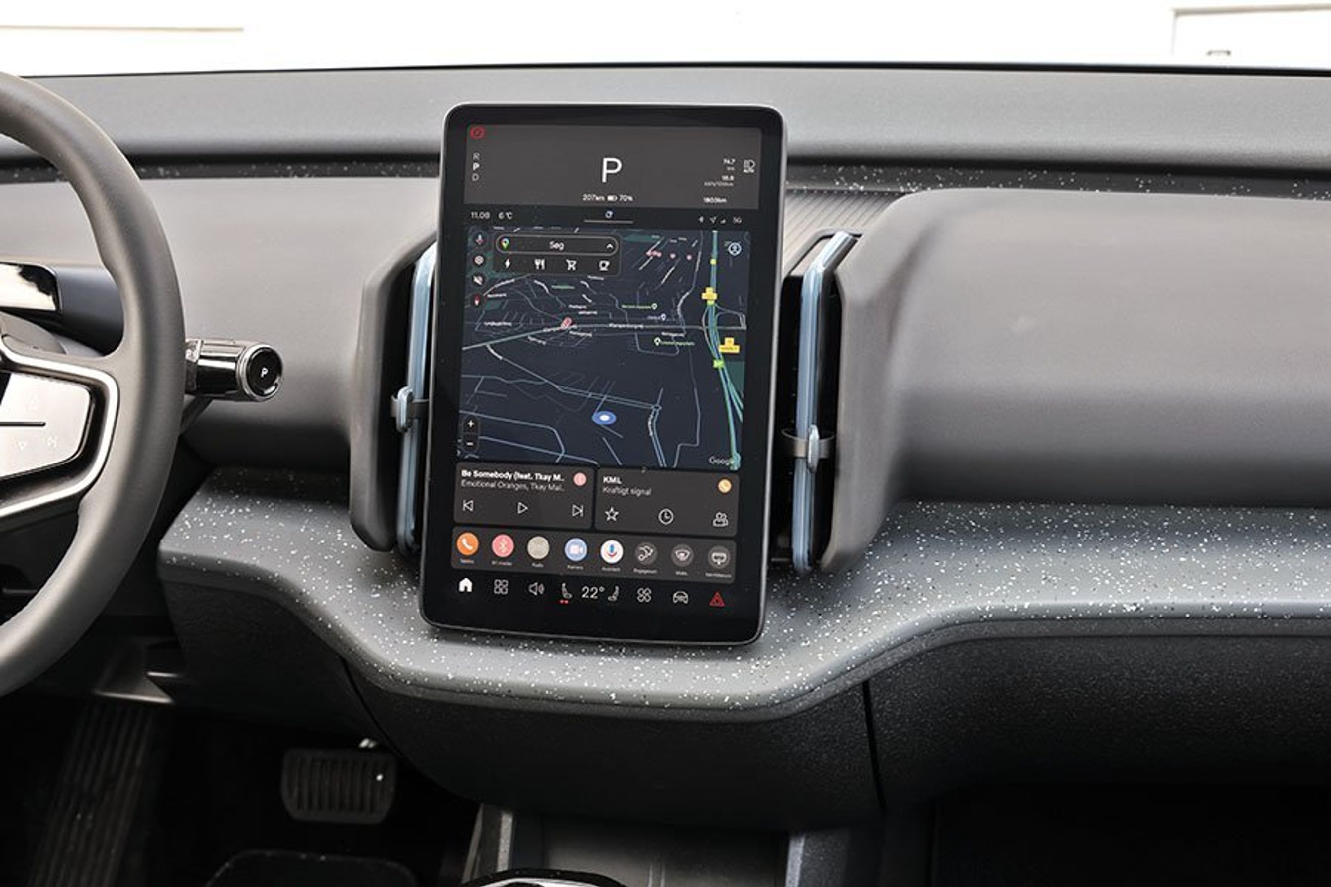 Stor skærm i kabinen i en Volvo EX30