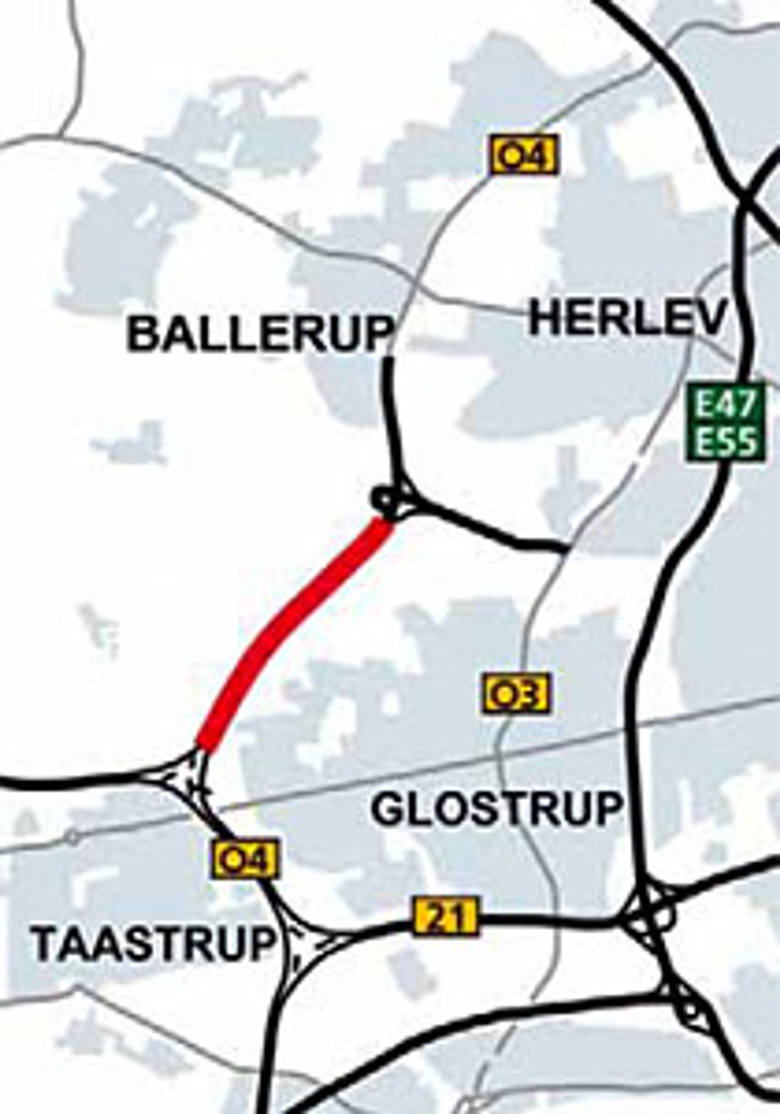 Motorring 4 skal udvides på den røde strækning, der forbinder Holbækmotorvejen og den kommende Frederikssundsmotorvej.