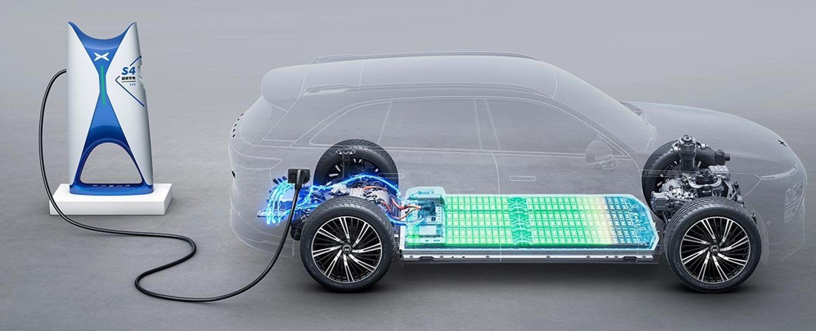 Xpeng G9 får 800 volt-batteri, og lynladning kan formentlig ske med op til 350 kW. Det skulle i hvert fald blive muligt i KIna.